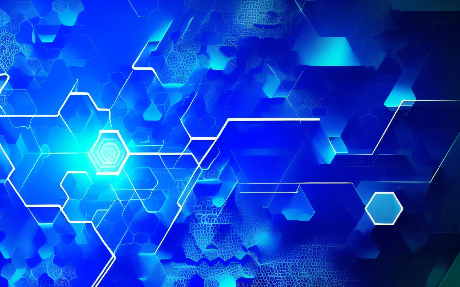 Blue background with regular hexagonal pattern, Regular hexagon,Strong lines，Hive structure，hacking into the mainframe，cyber space，the encrypted metaverse, Cyber background, sci fi background, detailed sci - fi backgrounds, cypherpunk background, blue backdrop, Network embellishment,amazing blue background theme, background megastructure，Desktop background