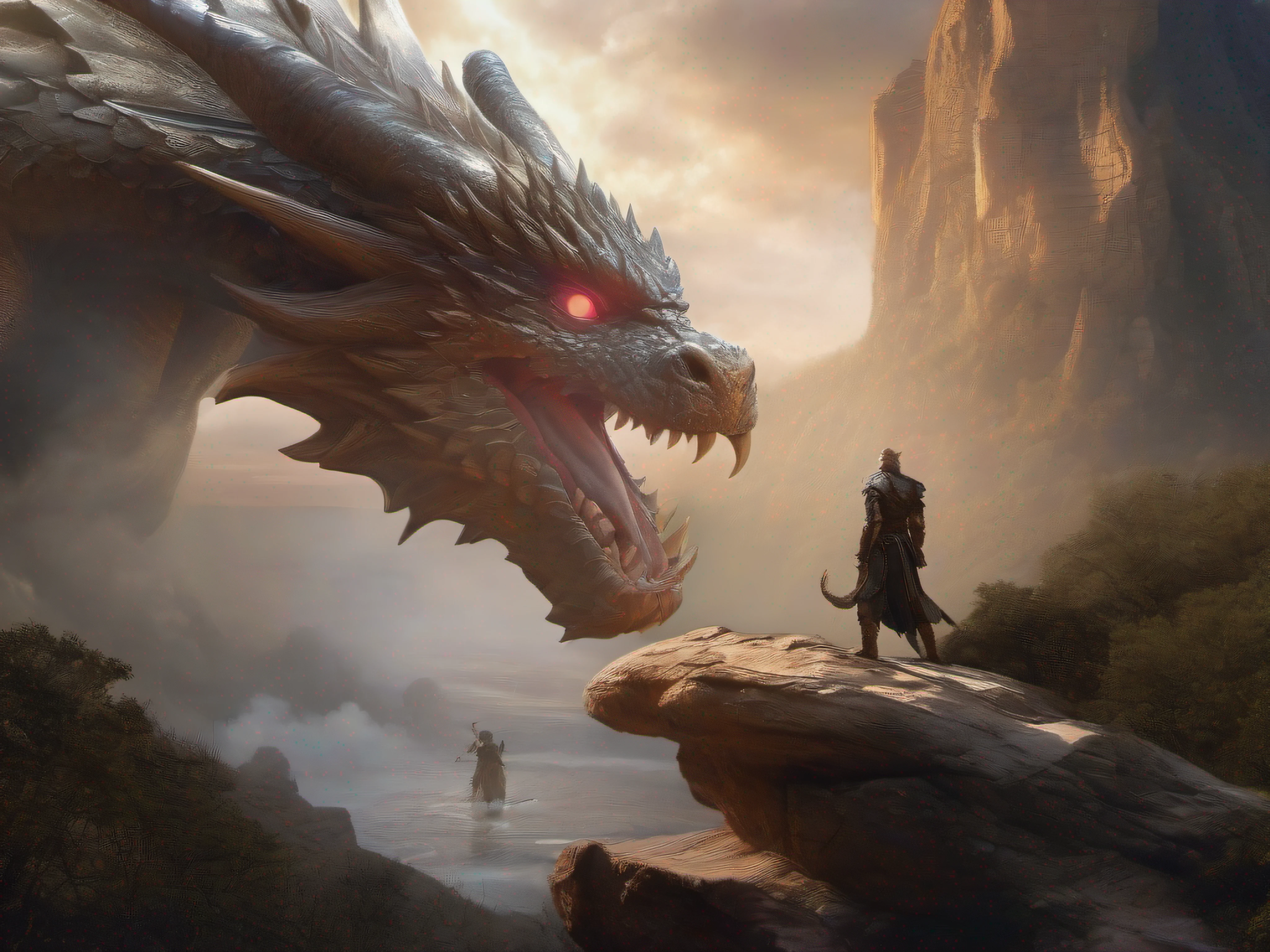 majestic dragon and a human, united in an epic and captivating scene