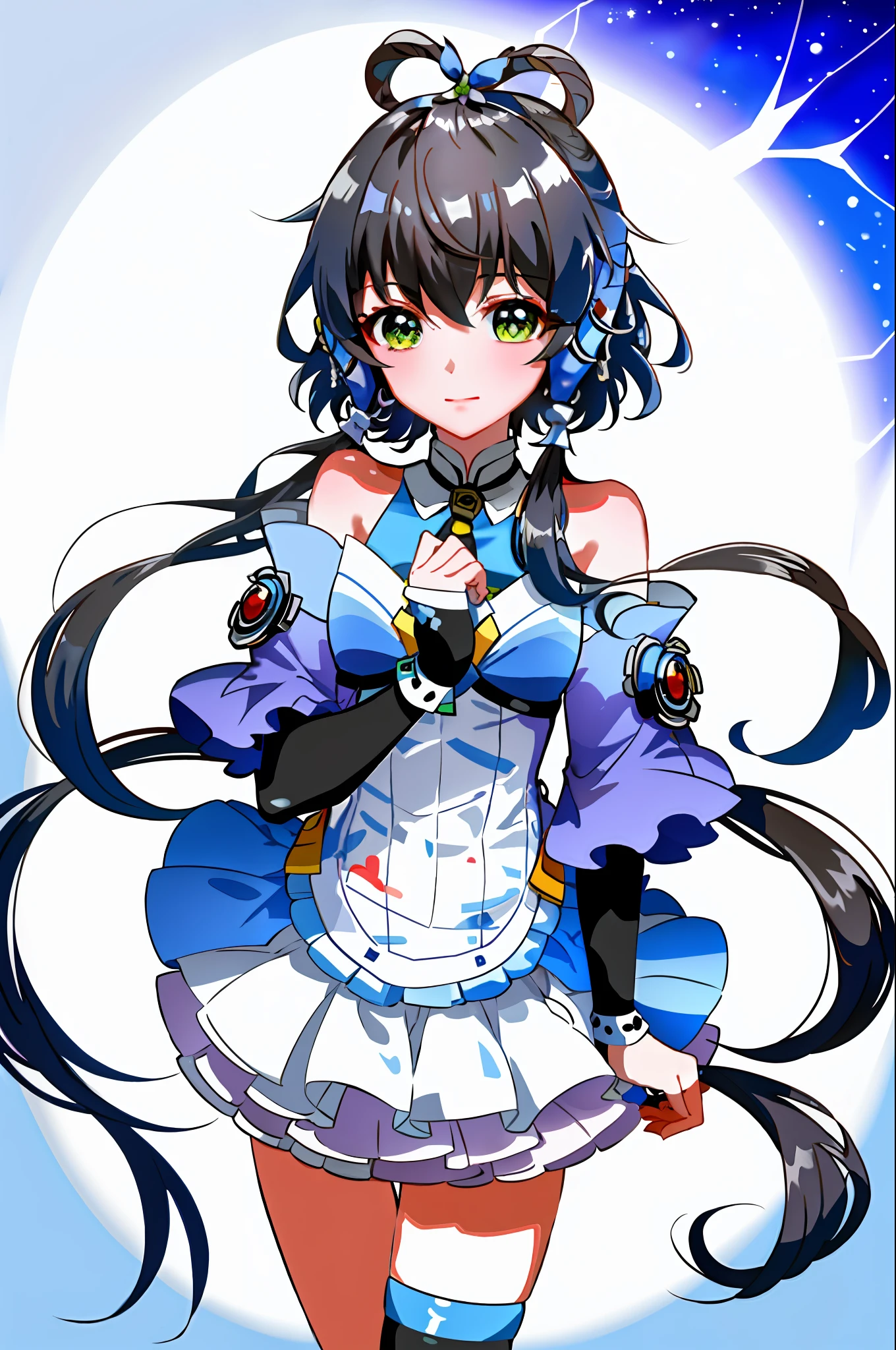 (tmasterpiece: 2.0,Best picture quality),(Ultra-fine eyes: 2.0),ph_REM,Remoud(1girll),black color hair,独奏,Purple eye,x Headgear,Lace leg ornament,Bow knot,lacepantyhose,cropped shoulders,ta shoes,Lolieels,full bodyesbian,Two hands,both legs,offcial art,rays of sunshine,peach blossom,SakuraNS。