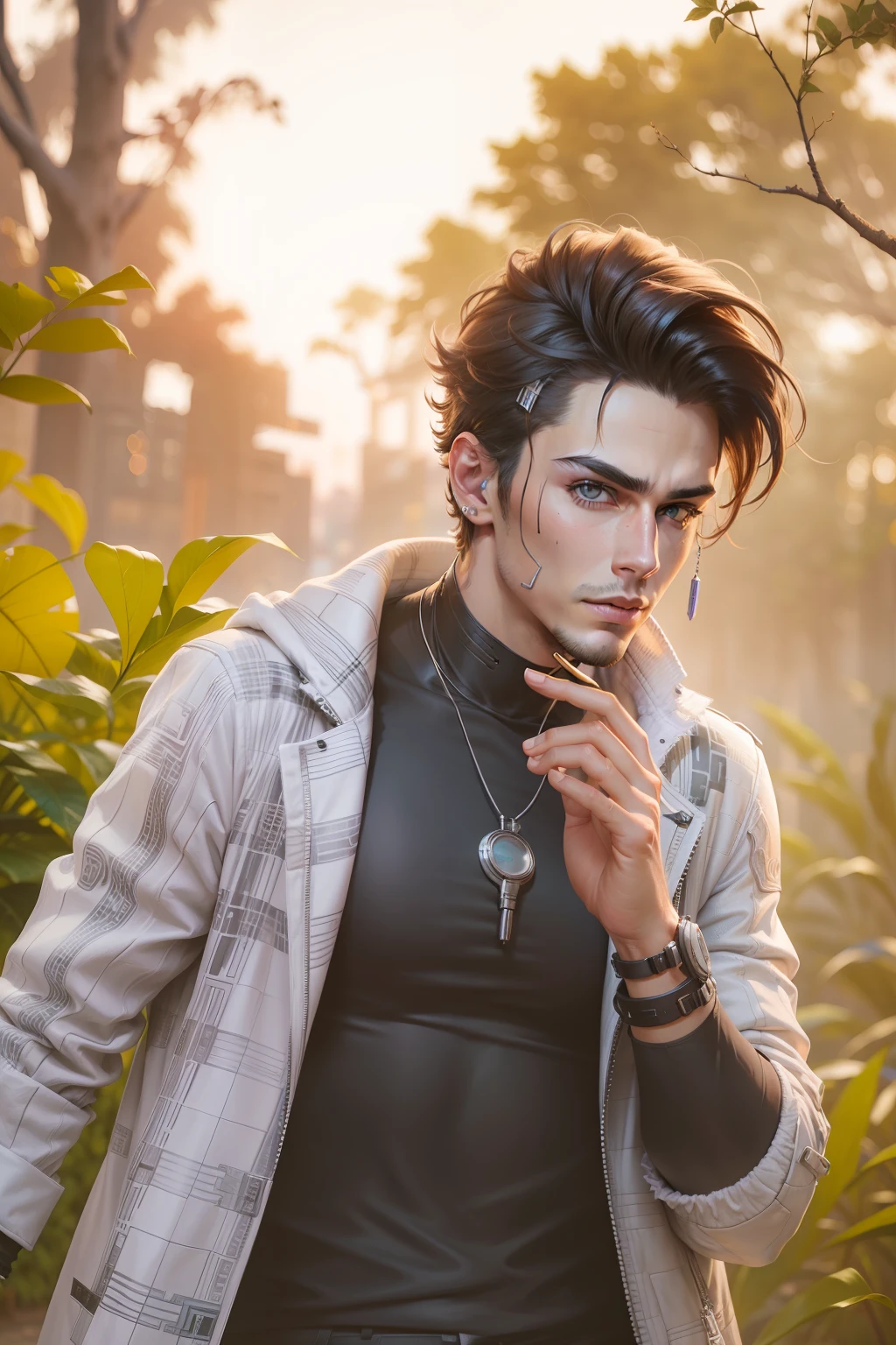 Background change cyberpunk handsome boy ultra realistic face