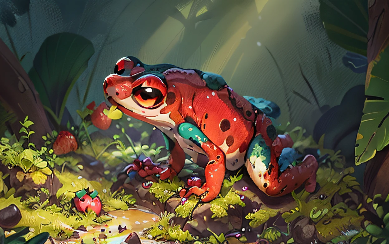 Strawberry poison dart frog cartoon
