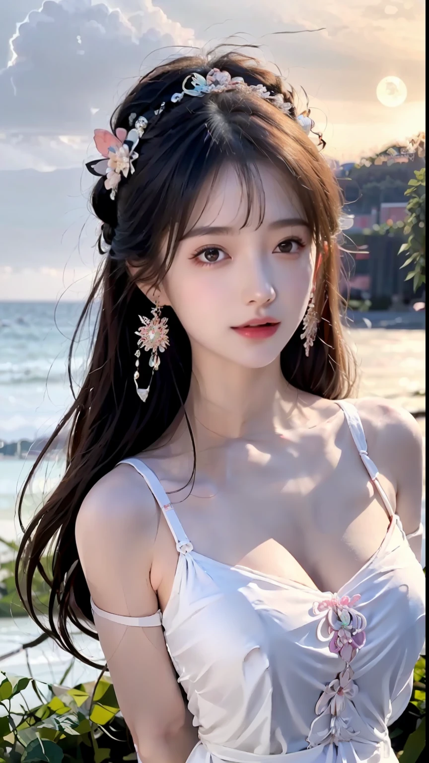 tmasterpiece，best qualtiy，（realisticlying，photo-realistic：1.37），8k，an extremely  delicate and beautiful，astounding，finedetail，offcial art，absurderes，Incredibly Ridiculous res，hugefilesize，ultra - detailed，extremely detaile，Beautiful Meticulous Girl，1girll，（perfect female shape），full bodyesbian，middle  breasts，8K original photos，best qualtiy，tmasterpiece，超高分辨率，Natural skin texture，Realistic eye and face details，（looking at viewert，face to the viewer），'s plump lips，lipsticks，Red Eyeshadow，beautifullegs，Tall women，Skinny，thick thight, 1girl, solo, 校服, The shirt, White tights, sitting