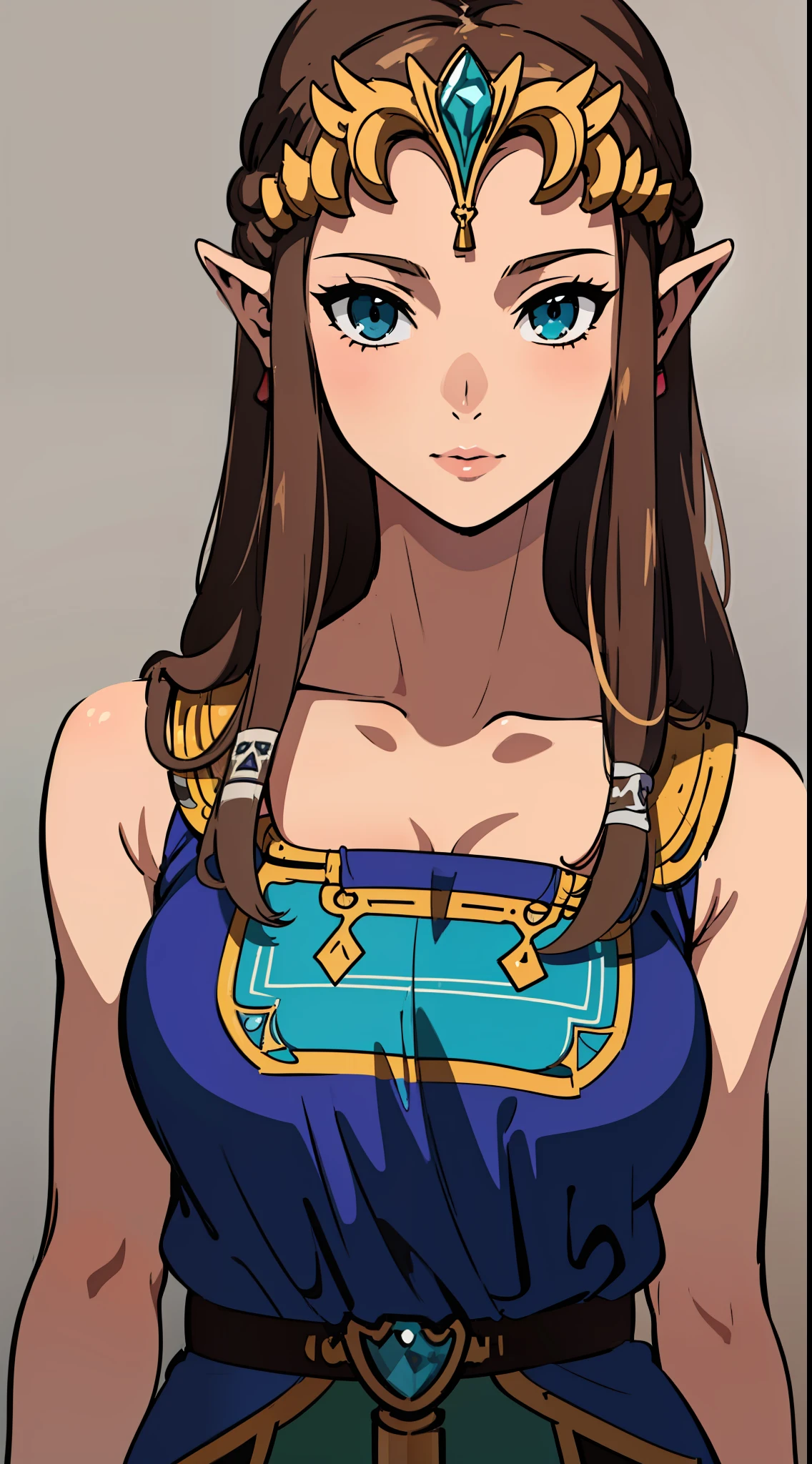 8K quality, high accuracy, princess zelda, pretty figure, pretty face, small face, twilight princess, revealing dancer outfit, sleeveless, bright, eye highlights, blue eyes, small ears, brown head hair, sexy, super large breasts, erotic, illustration, beautiful line drawing. Beautiful line drawing. Background: night,