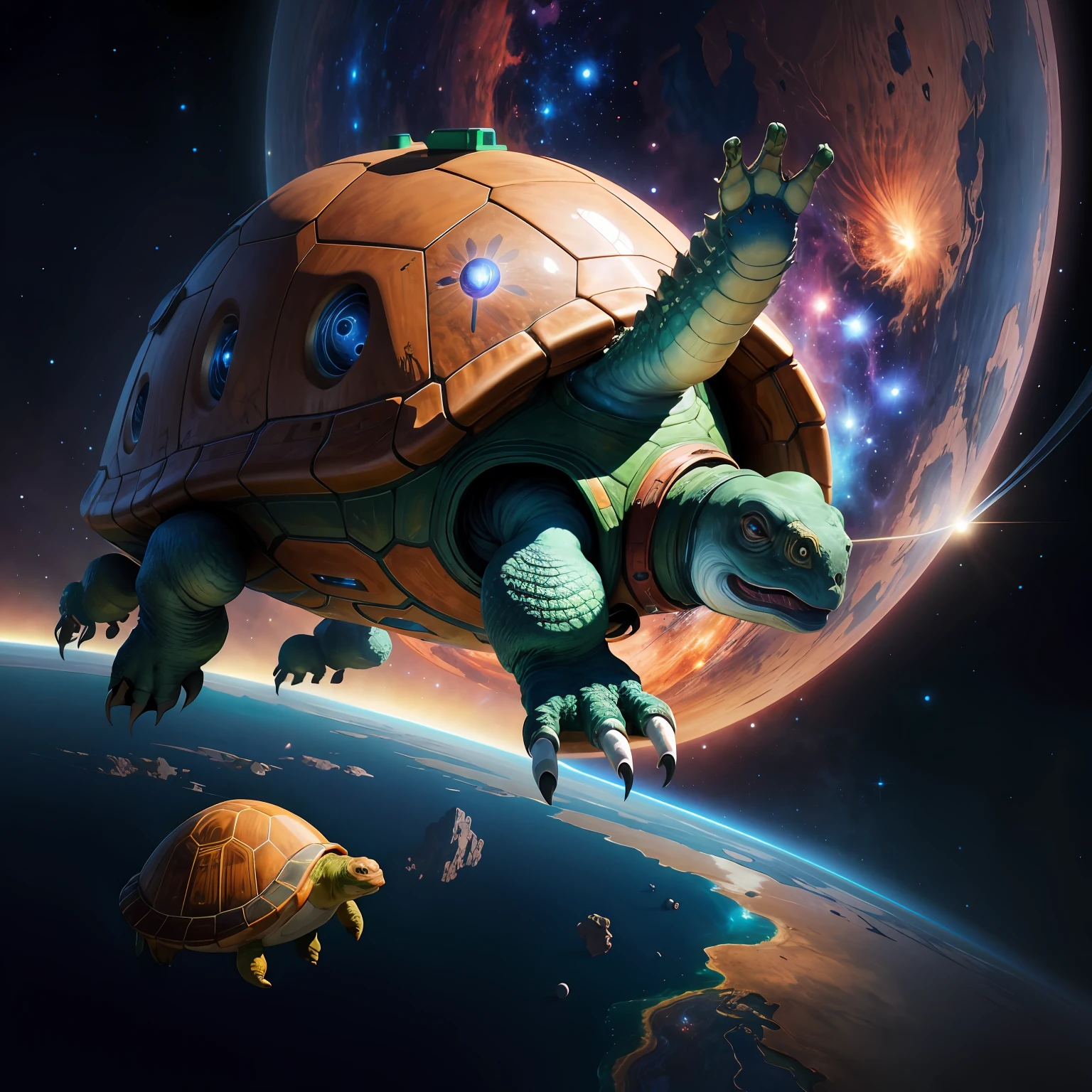 Giant space turtle, concept art, 4k