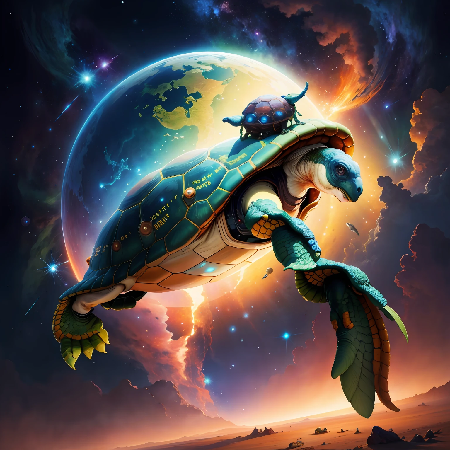 Giant space turtle, concept art, 4k