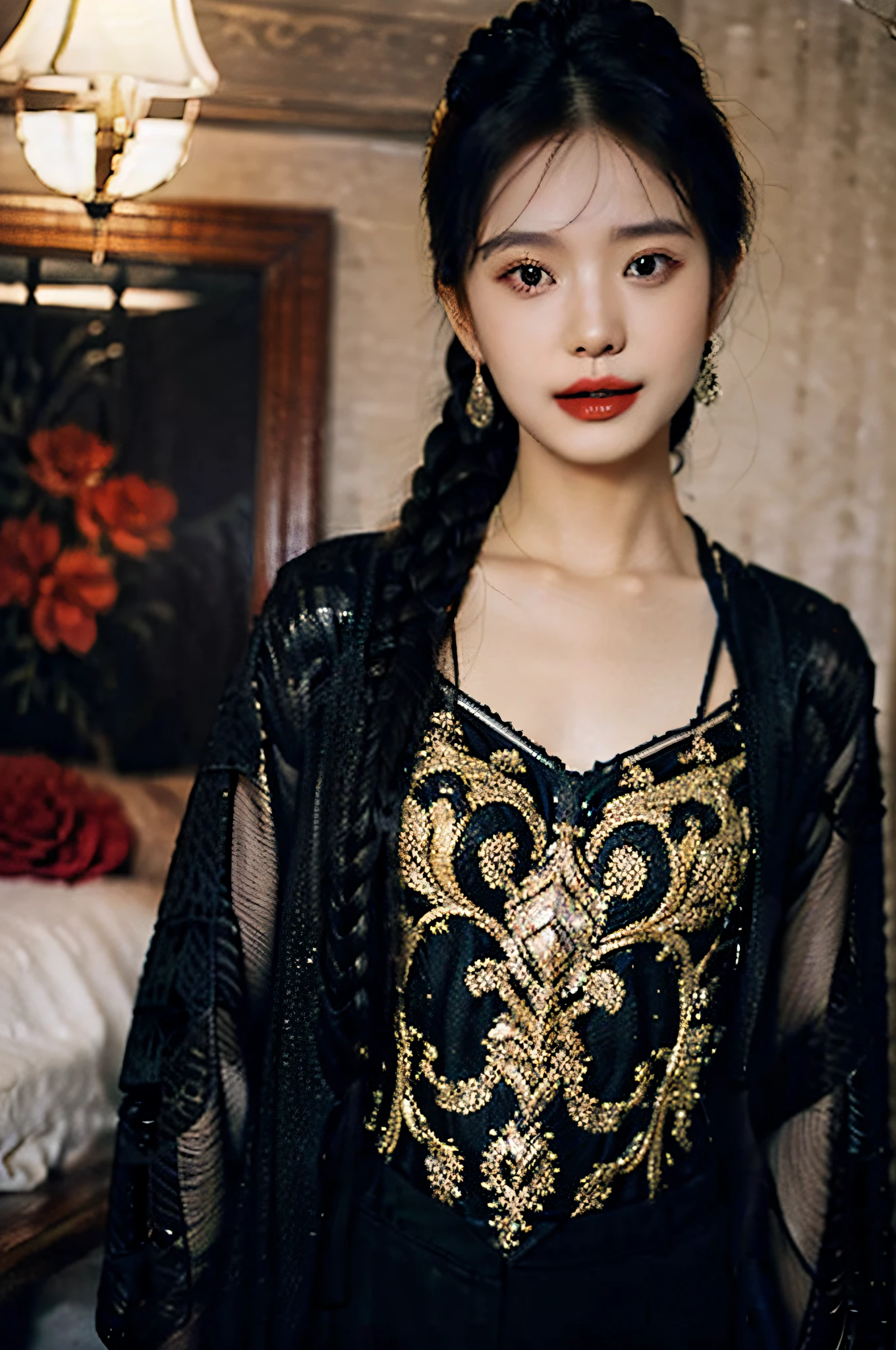 （Hyperrealistic,）8K,35mm，hyper-high detail, Professional lighting, Best quality, 超高分辨率, Visually stunning, (1girll:1.1), （Uyghur clothing 1.2）,realskin,（Perfect body 1.3）（Ultra-delicate face）Uyghur1.2