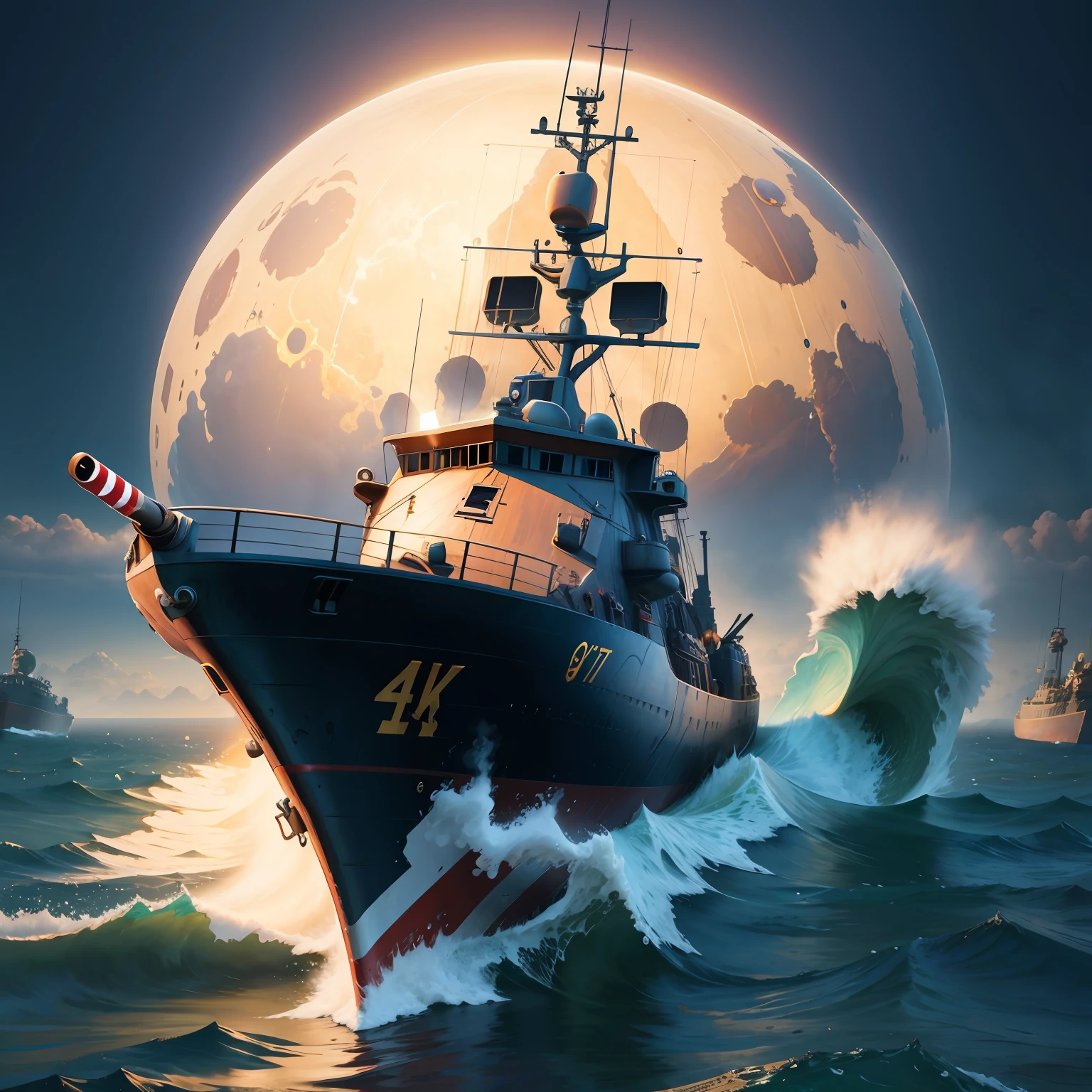 Torpedo boat, concept art, 4k