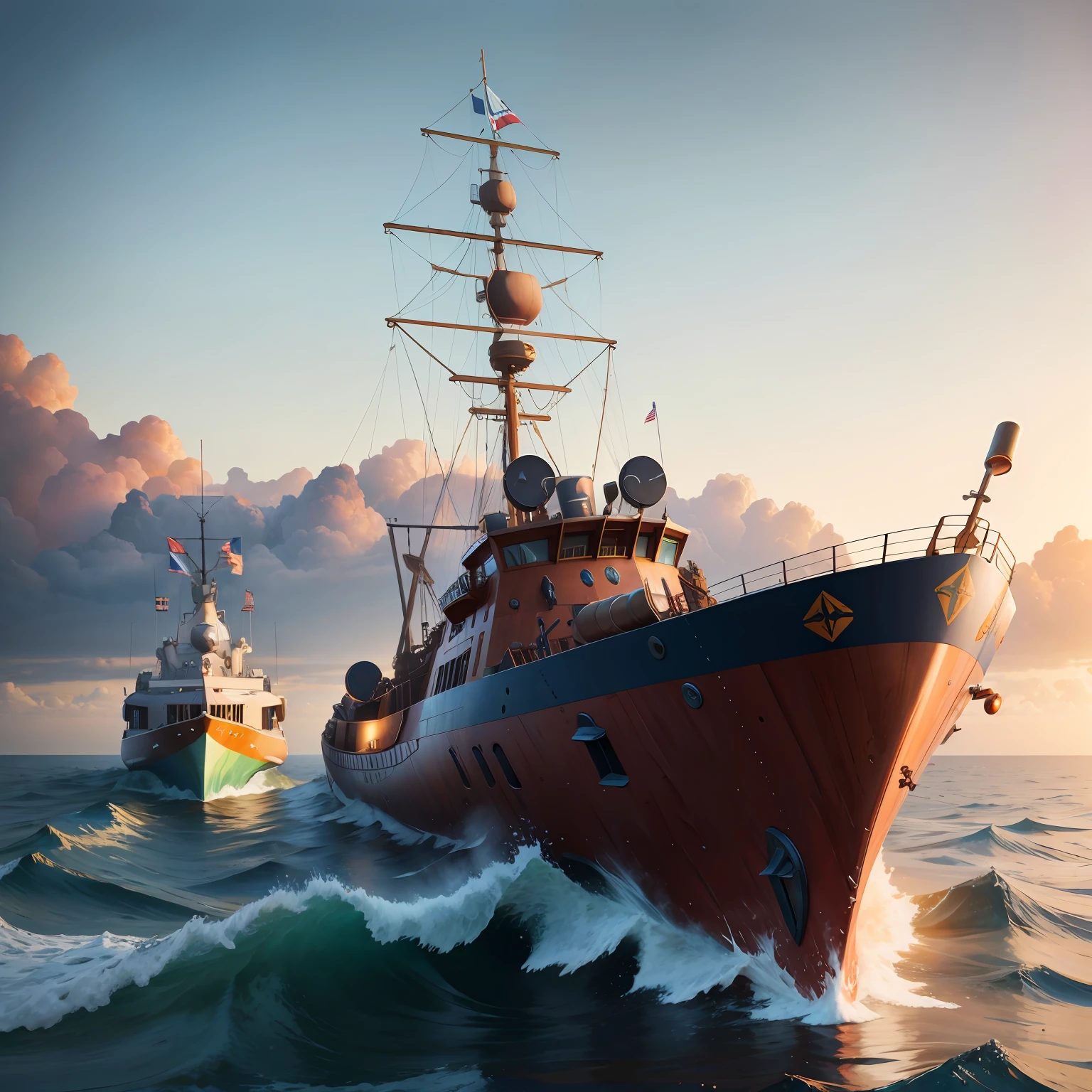 Torpedo boat, concept art, 4k