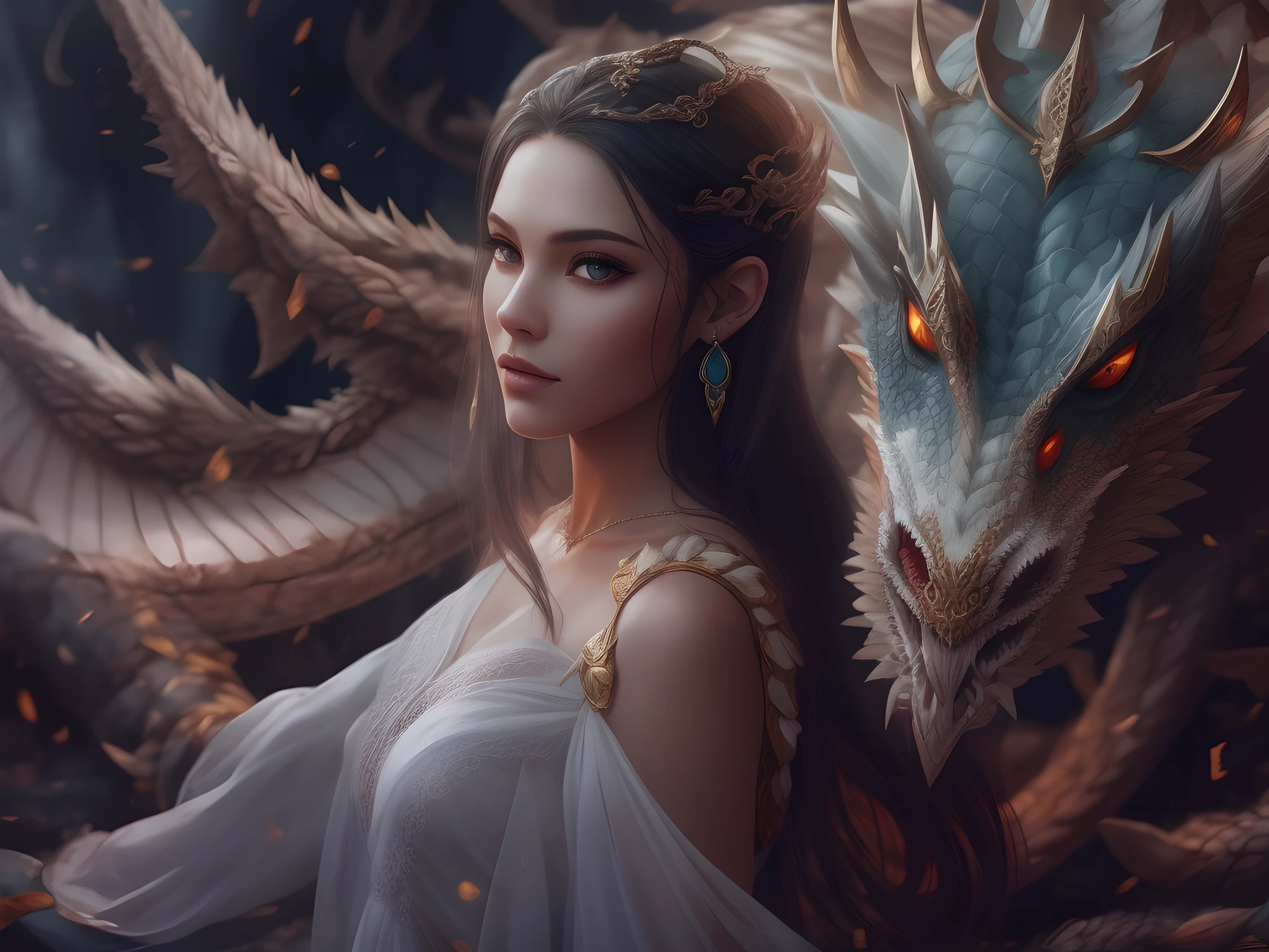 Foto muy detallada, Crisp Details, realista, 4k, foto RAW, Mujer, Dragon, Beautiful, fusion, fantasy creature, balanza, Mythical, majestuoso, poderoso, seductor, encantador, elegante, Ardiente, ay, Being mythical