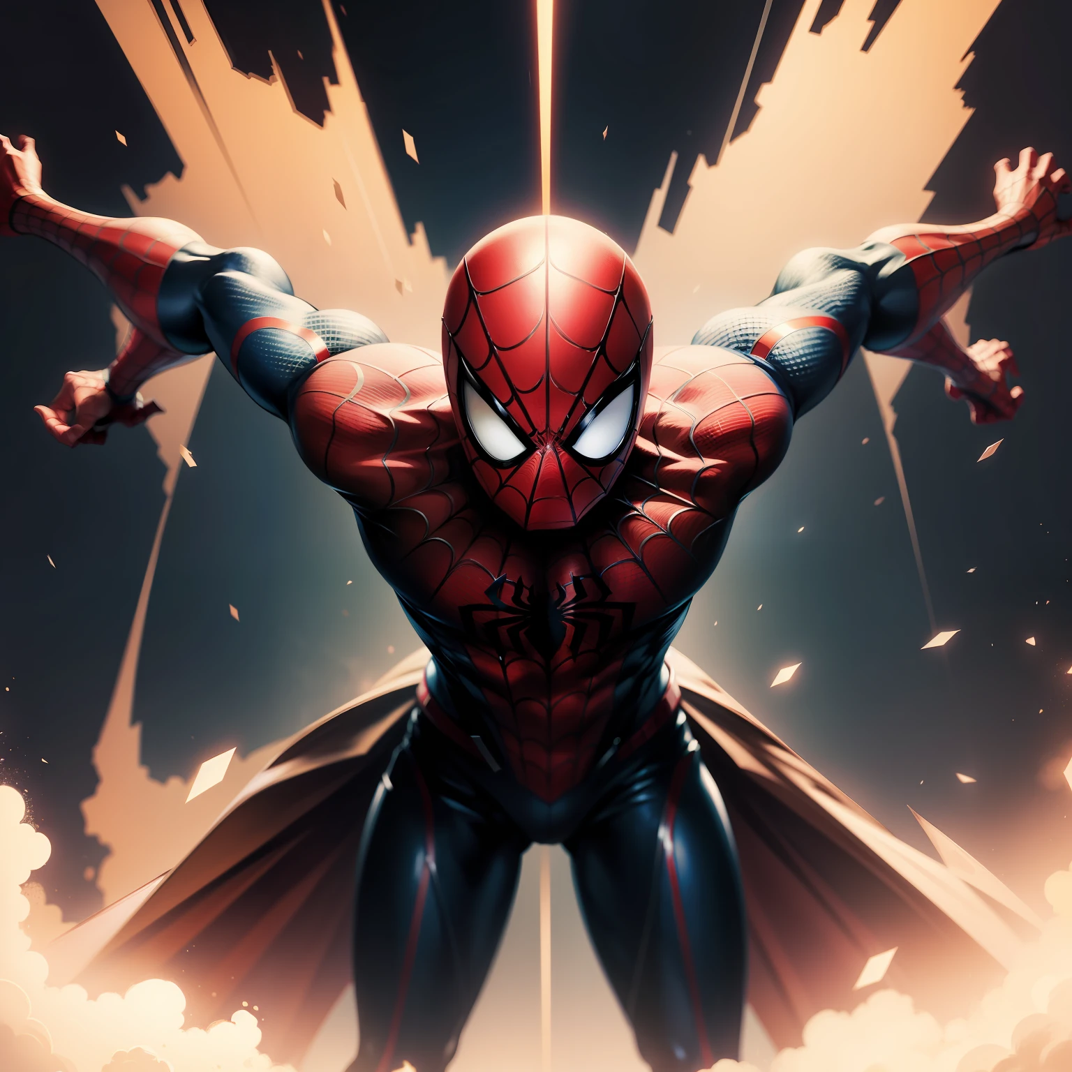 masterpiece, high quality, anime, illustration, best quality, simple background, spiderman, ready to fight, color pencil style