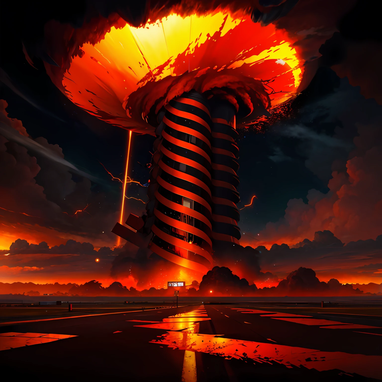 Tornado warning, chaos, concept art, 4k