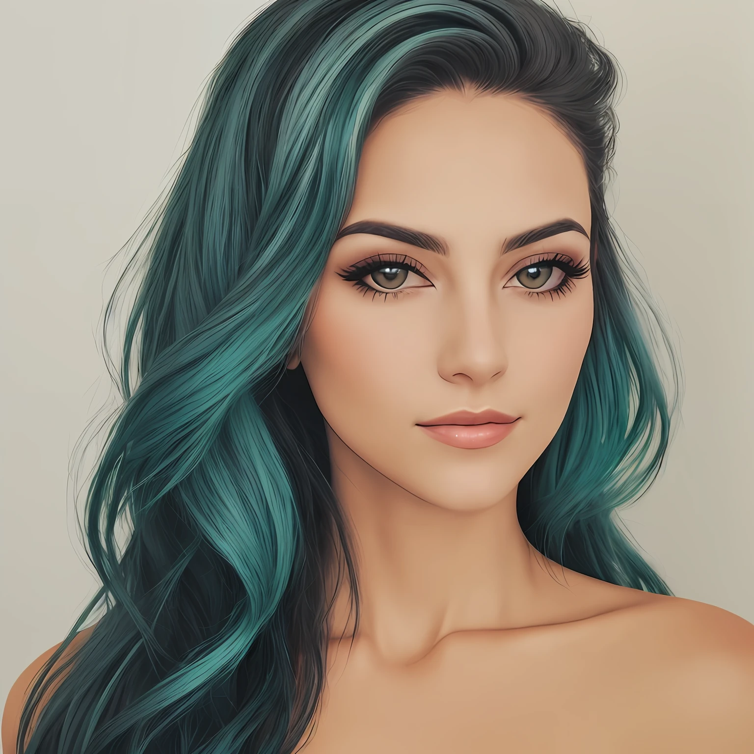 Mulher, retrato, penteado, capa, realista