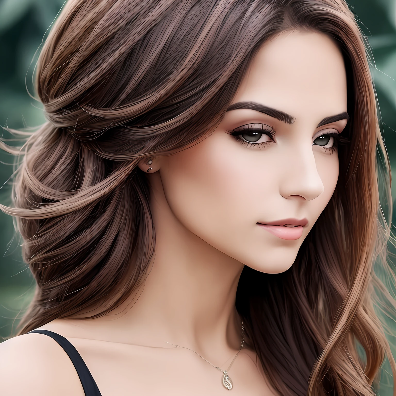 Mulher, retrato, penteado, capa, realista