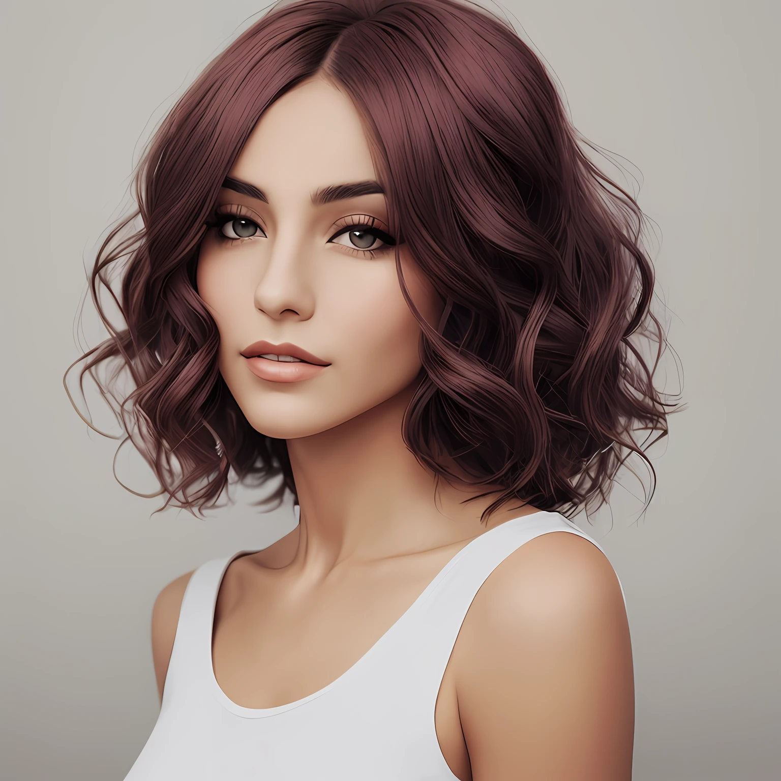 Mulher, retrato, penteado, capa, realista