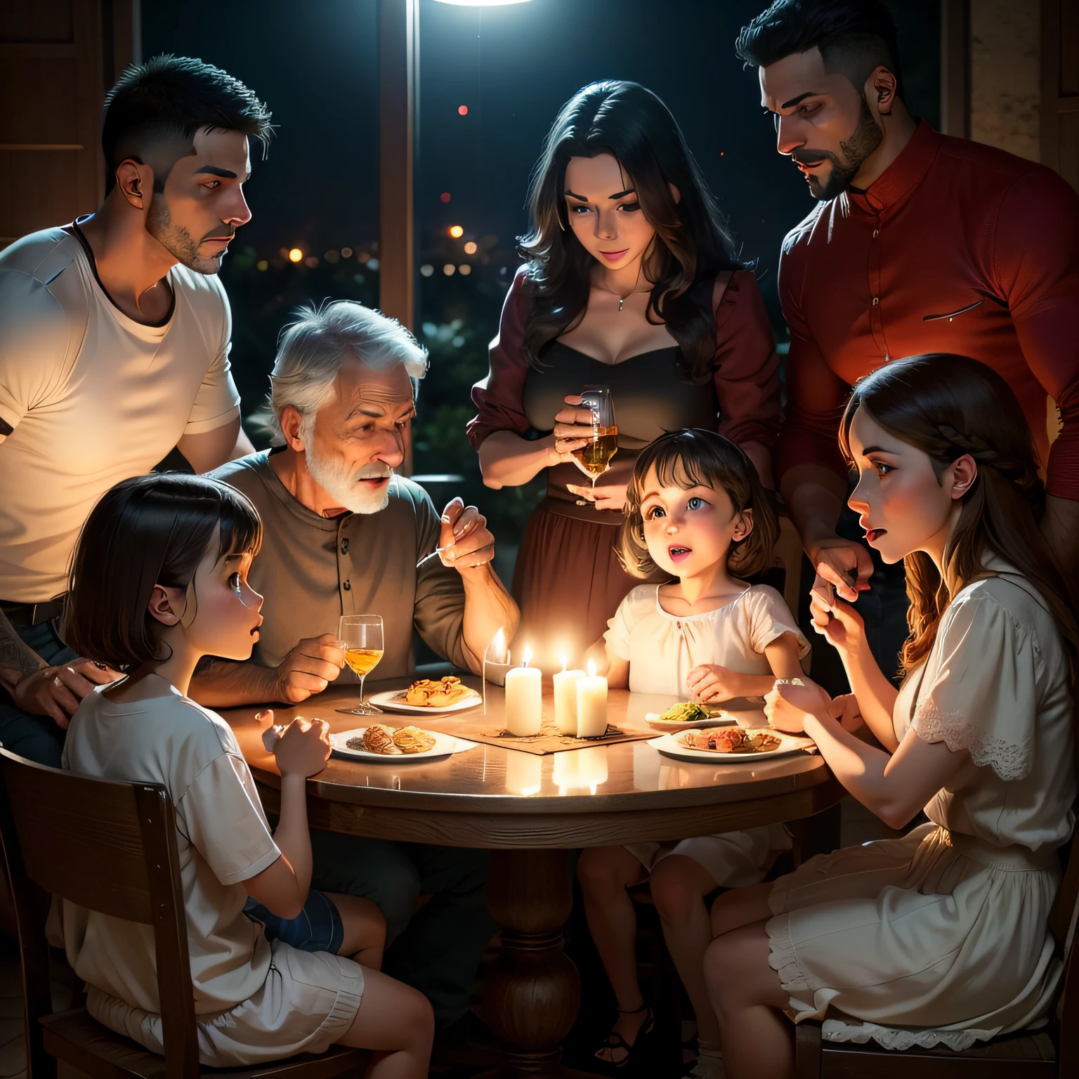 famila reunida a noite