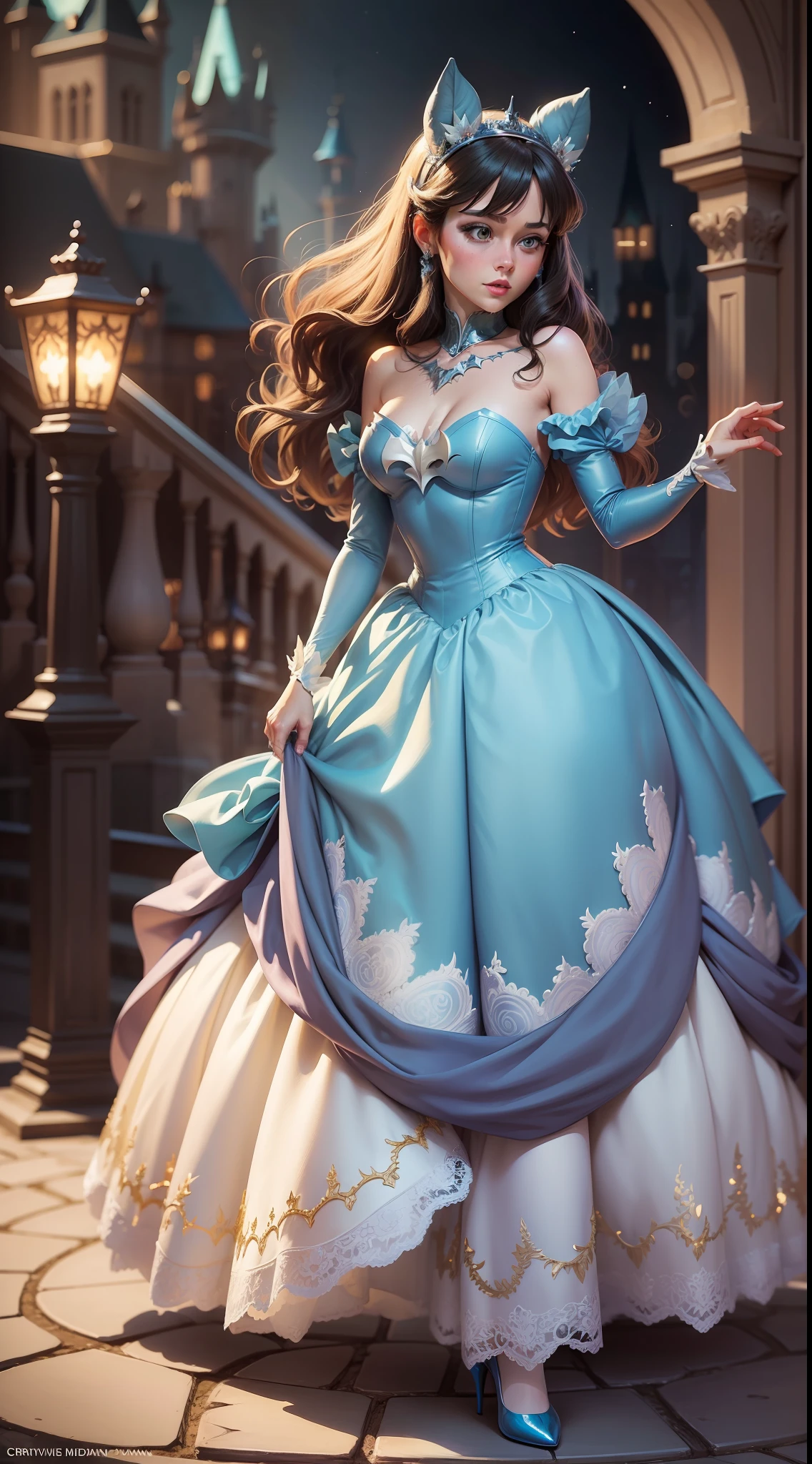 a cartoon batman cinderella is standing in front of a castle, batman cinderella, disney princess, disney cartoon, disney's batman cinderella princess, disneybatman cinderella character, in style of disney animation, wallpaper - 1 0 2 4, art in the style of disney, disney animation style, disney disney, disney 2d animation still, batman cinderella princess intergalactica, fantasy fairytale story, fairytale artwork