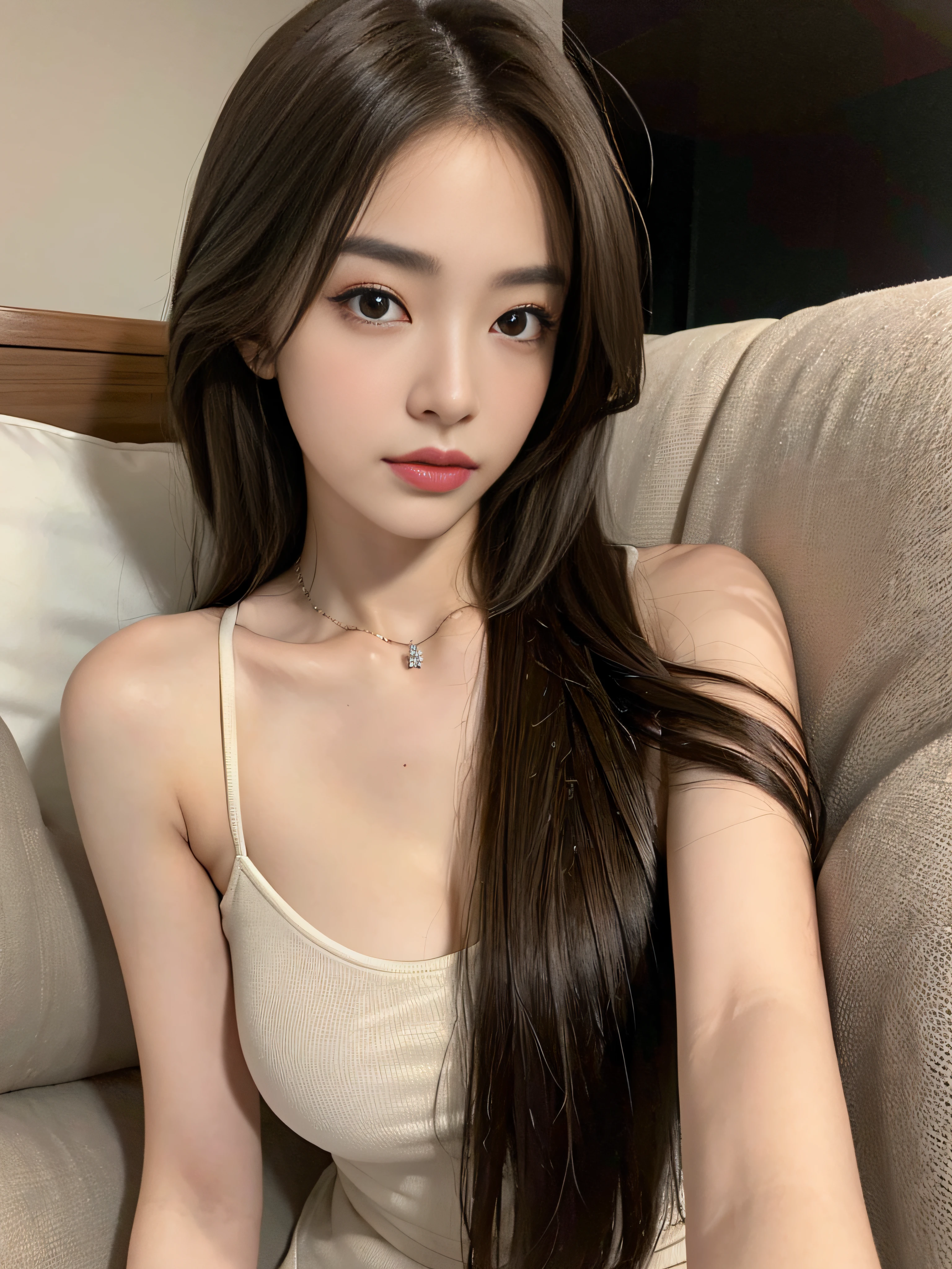 ((Realistic lighting、top-quality、8K、​masterpiece:1.3))、Clear focus:1.2、nudde:1.3、1girl in、perfectbodybeauty:1.4、Slim abs:1.1、dark-brown eyes、((dark brown hair、middlebreasts:1.2))、(Acceleration:1.4)、Slender face、On the cruiser、laying on back、lying back、Open your legs、Looking at the camera、(24 year old:1.3)、hyperdetailed face、A detailed eye、二重まぶた、a necklace、