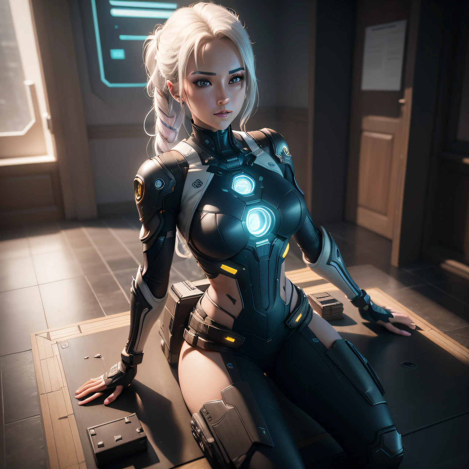 ((Best quality)), ((masterpiece)), (detailed:1.4), 3D, an image of a beautiful cyberpunk female,HDR (High Dynamic Range),Ray Tracing,NVIDIA RTX,Super-Resolution,Unreal 5,Subsurface scattering,PBR Texturing,Post-processing,Anisotropic Filtering,Depth-of-field,Maximum clarity and sharpness,Multi-layered textures,Albedo and Specular maps,Surface shading,Accurate simulation of light-material interaction,Perfect proportions,Octane Render,Two-tone lighting,Wide aperture,Low ISO,White balance,Rule of thirds,8K RAW,