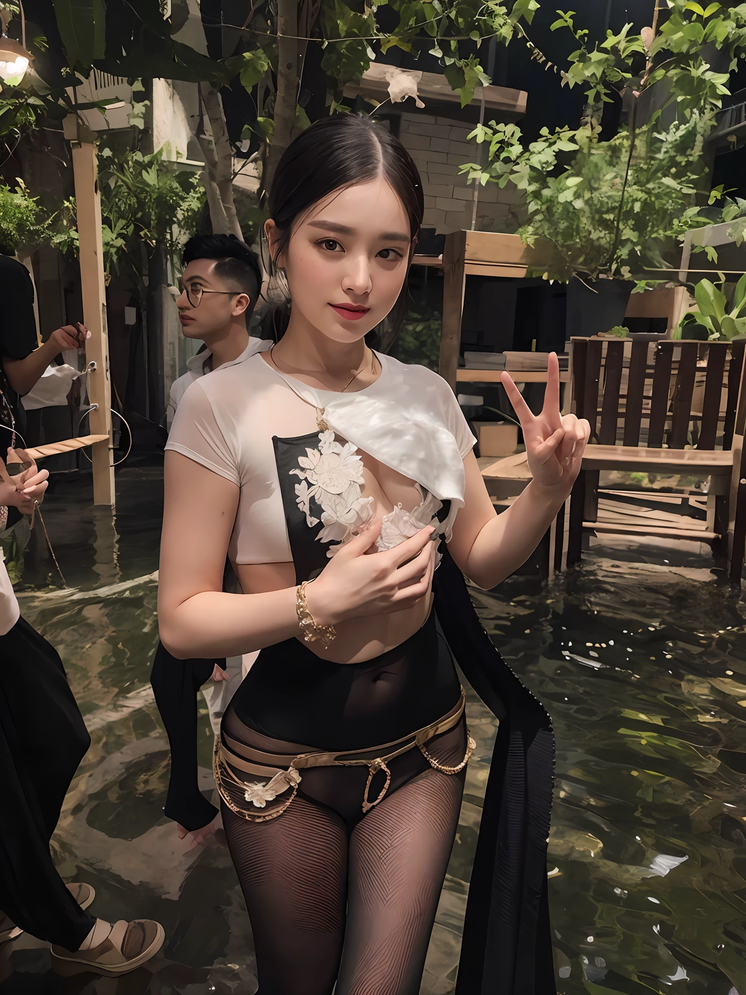 (makeup:0.3), beautiful Medium beasts, nsfw, , , full body shot:1.3,bokeh:1.2,  indoors, detailed luxury living room,  model pose, standing, (small_head),
1 girl,fit, solo, nun,collarbone:1.3, pelvic_curtain:1.3,white pantyhose, smooth skin, necklace,
black_hair,  long legs,   long hair,  tiny_waist, realistic_detailed_skin_texture,  good hands, good feet,  (8k, RAW photo, best quality, masterpiece:1.2), (realistic, photo-realistic:1.37), ultra high res, photon mapping, radiosity, ((Hasselblad photography)),physically-based rendering, professional soft lighting, light on face,
fishnet, pantyhose, bodysuit,