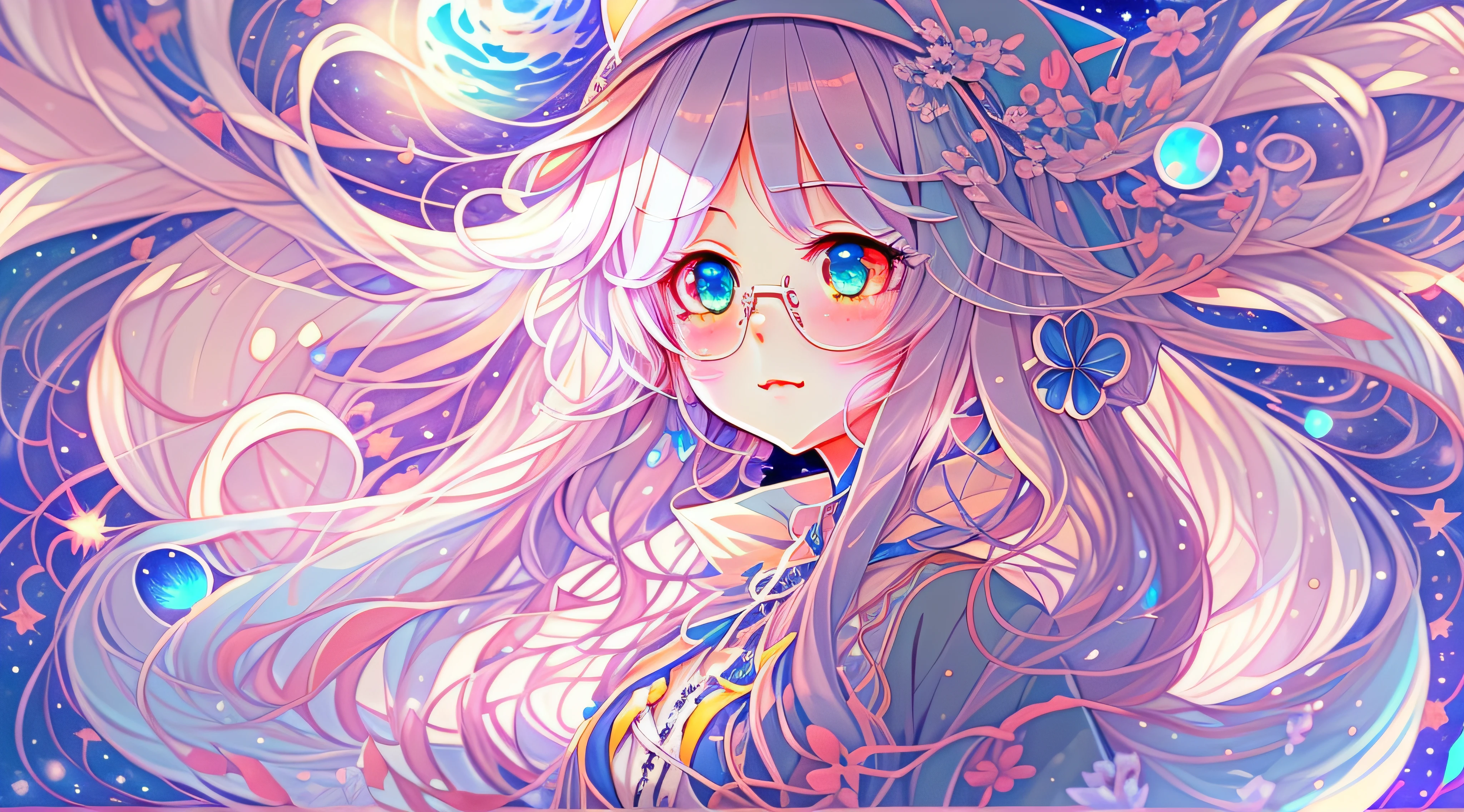 Anime girl with long hair and blue eyes wavy, anime girl with cosmic hair, Digital art on Pixiv, A beautiful artwork illustration, Cute detailed digital art, Beautiful anime artwork, Anime fantasy illustration, Detailed digital anime art, Soft anime illustration, pixiv contest winner, Loish et WLOP, Beautiful anime art, beautiful anime art style