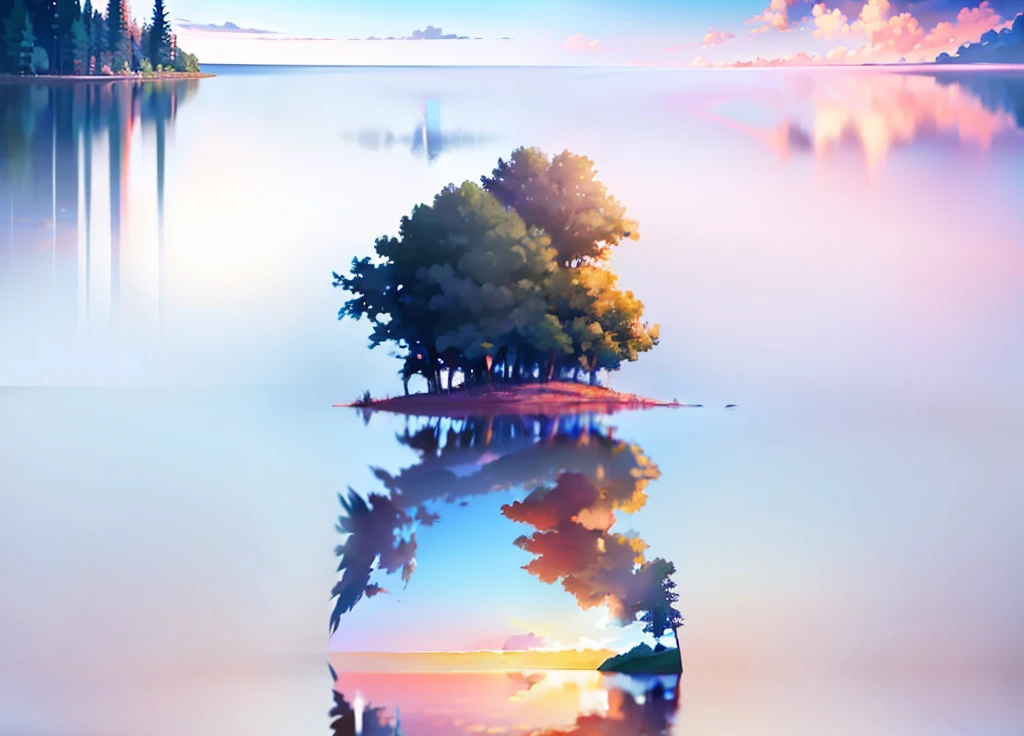 there is a beautiful sunset with a lake and trees in the background, colorful skies, surreal colors, colorful sunset, colorful sky, marvellous reflection of the sky, stunning sky, dream like atmosphere 8k, colorful clouds, colors reflecting on lake, surreal sky, red and blue reflections, fire reflection, beautiful sky, beautiful and spectacular dusk, beautiful dreamy landscape, amazing sky