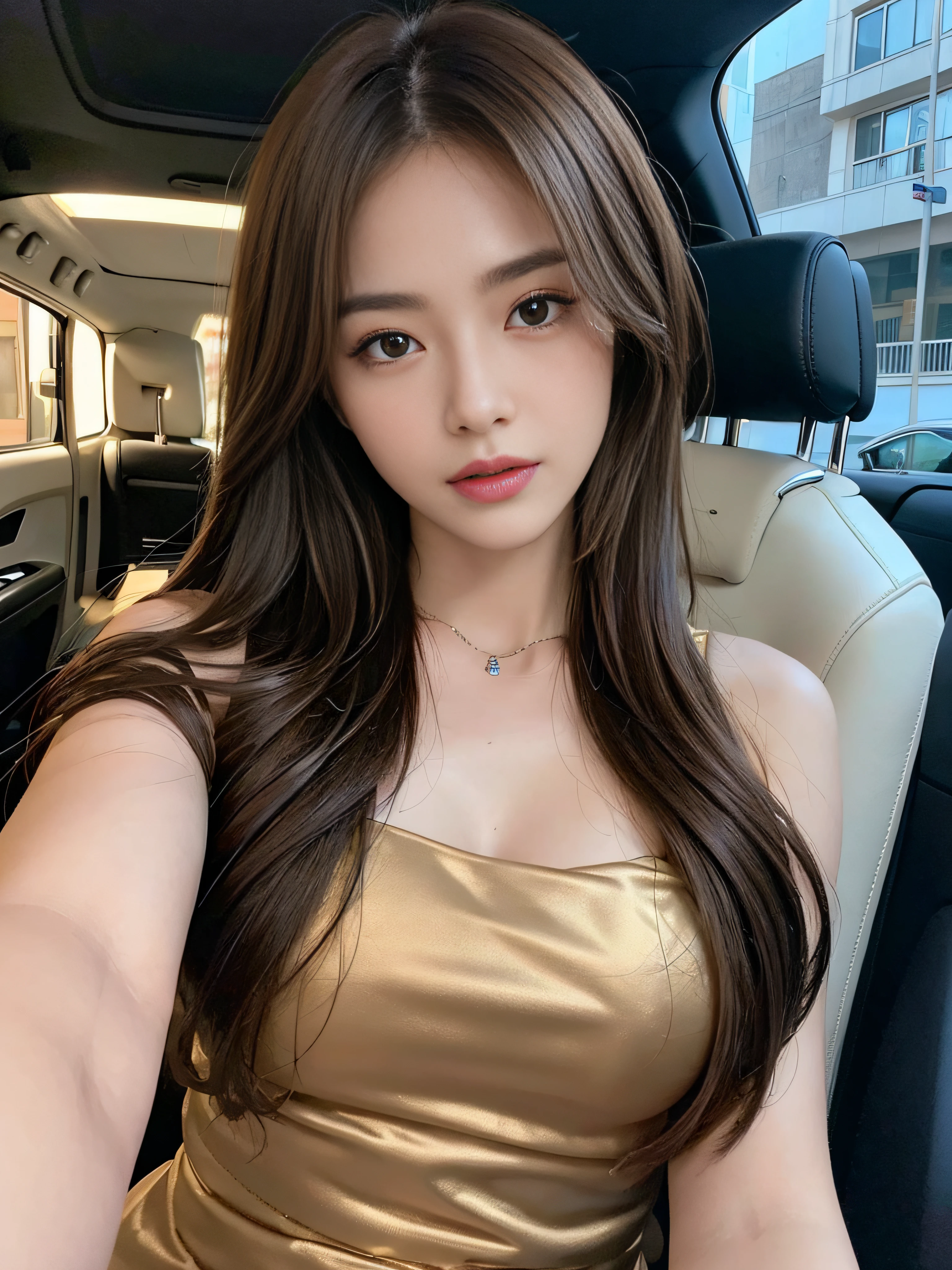 ((Realistic lighting、top-quality、8K、masterpiece:1.3))、Clear focus:1.2、nudde:1.3、1girl in、perfectbodybeauty:1.4、Slim abs:1.1、dark-brown eyes、((dark brown hair、middlebreasts:1.2))、(Acceleration:1.4)、Slender face、In the car、Open your legs、Looking at the camera、(24 year old:1.3)、hyperdetailed face、A detailed eye、二重まぶた、a necklace、