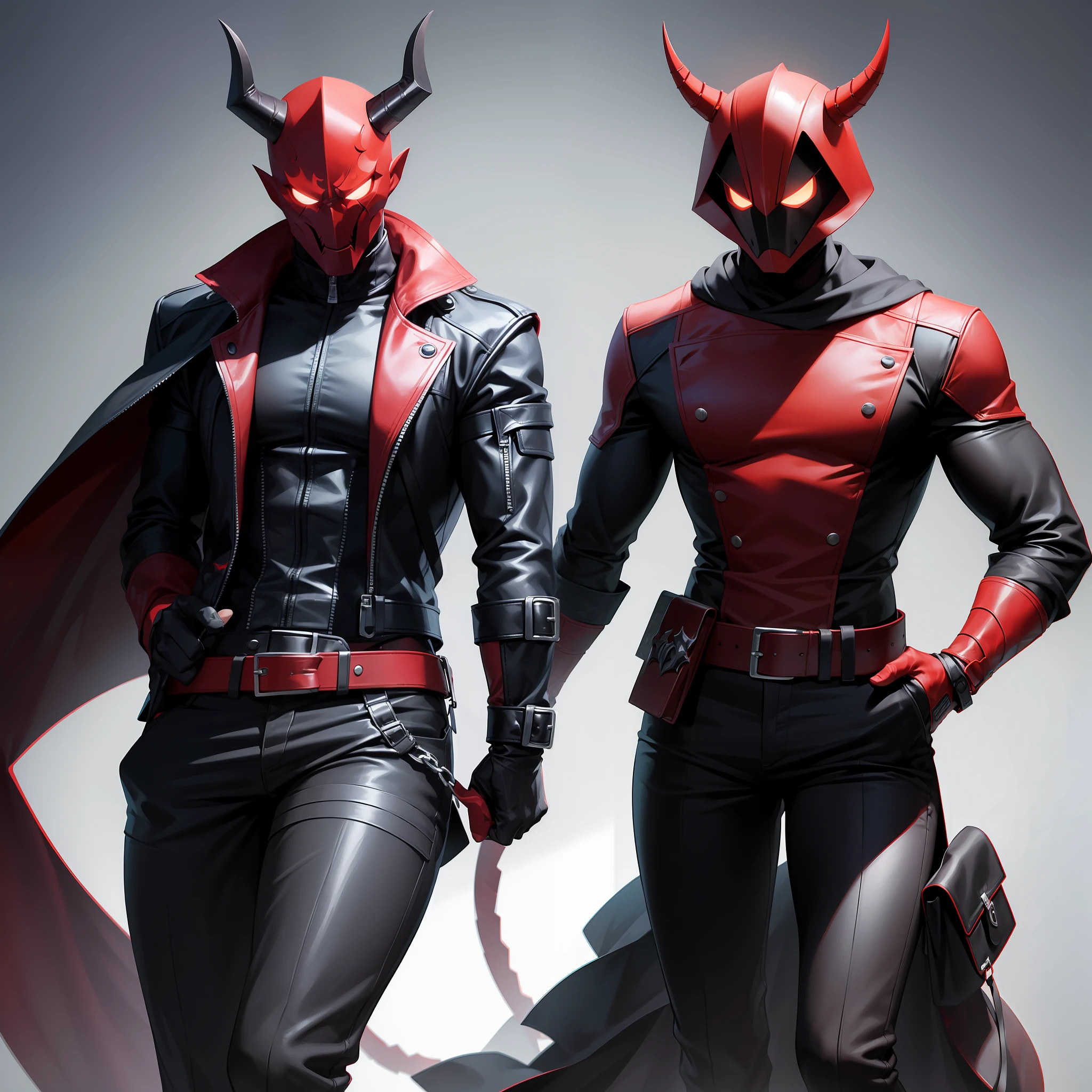 Create a devilish character with a cool and intimidating appearance, complete with a mask on their face.