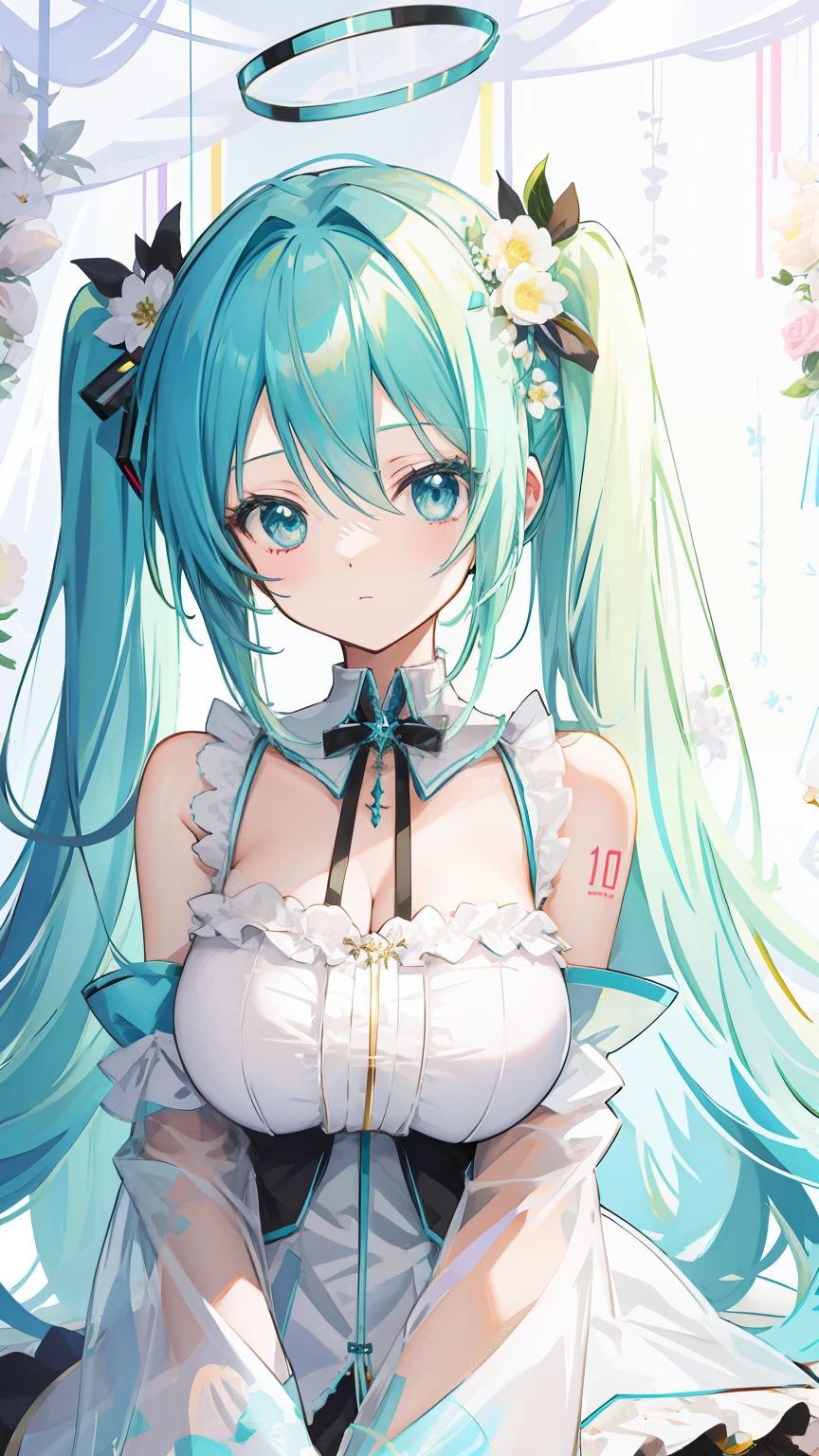 Big breasts Hatsune Miku,angelicales,The halo,Flower accessories