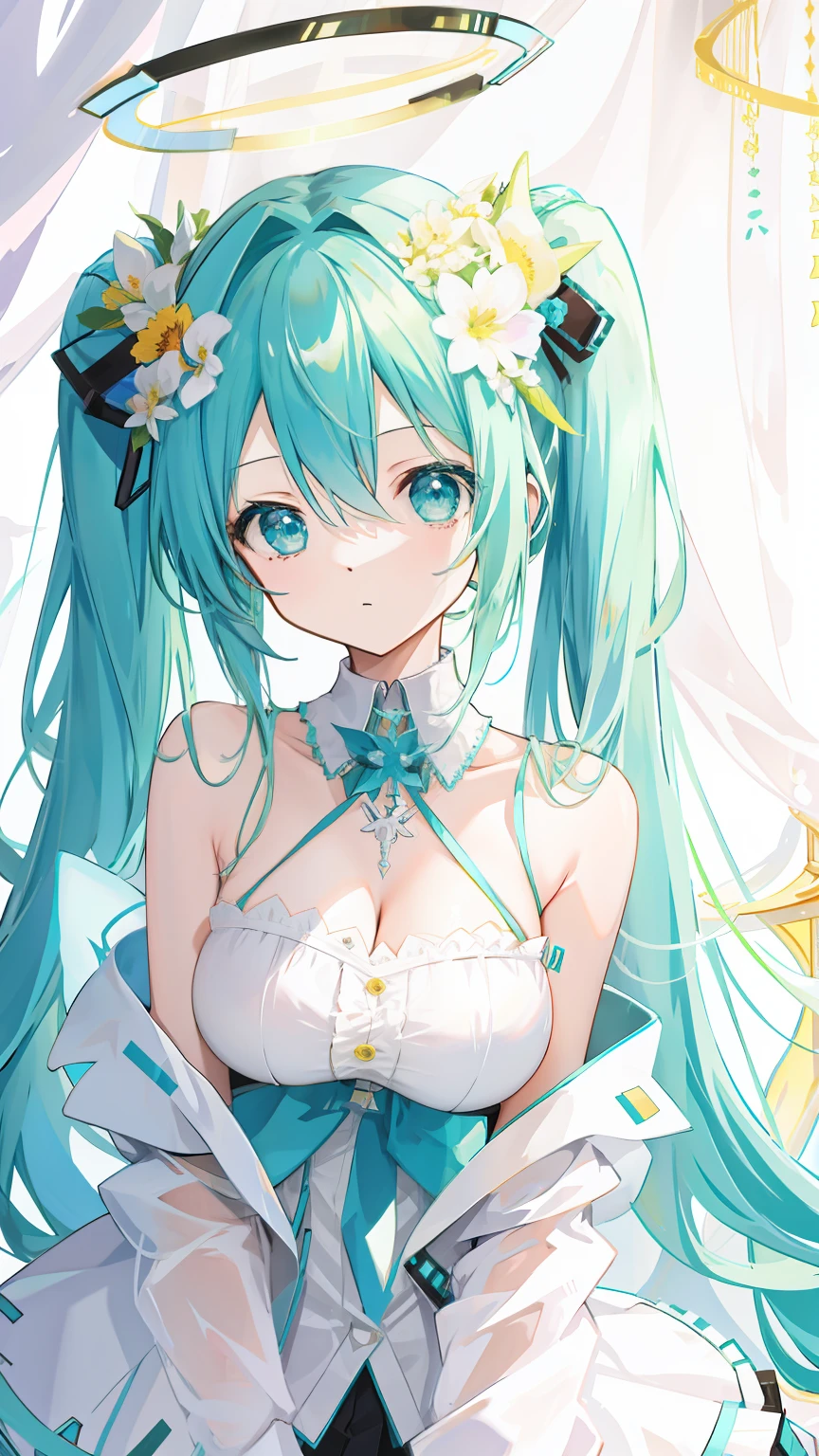 Big breasts Hatsune Miku，angelicales，The halo，Flower accessories