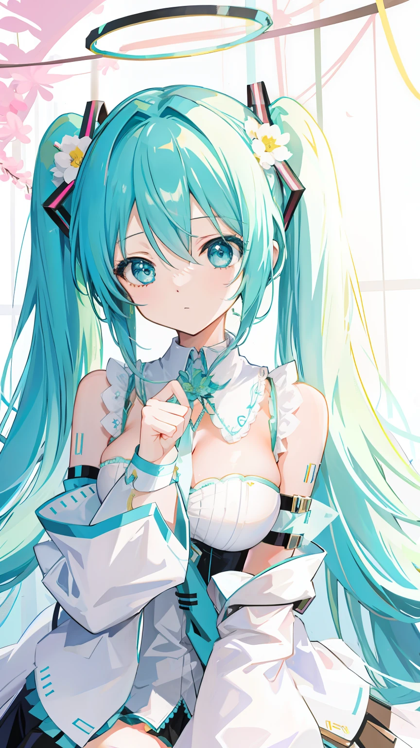 Big breasts Hatsune Miku，angelicales，The halo，Flower accessories