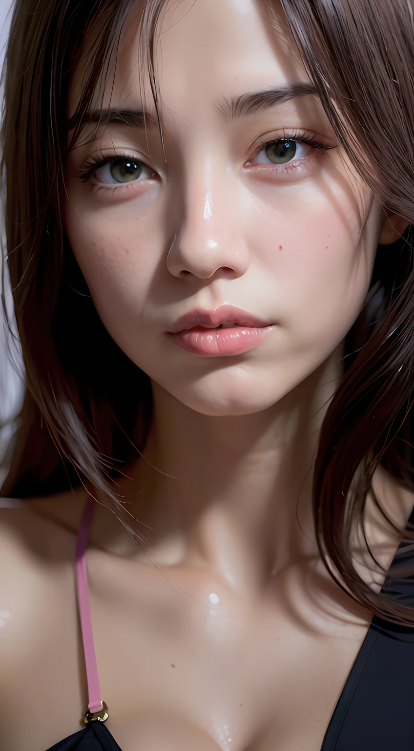 good hand,4k, high-res, masterpiece, best quality, head:1.3,((Hasselblad photography)), finely detailed skin, sharp focus, (cinematic lighting), collarbone, night, soft lighting, dynamic angle, [:(detailed face:1.2):0.2], armpit crease, thigh gap, black clothes, slender, medium breasts, cleavage,(((5 stars hotel pool background))), outside