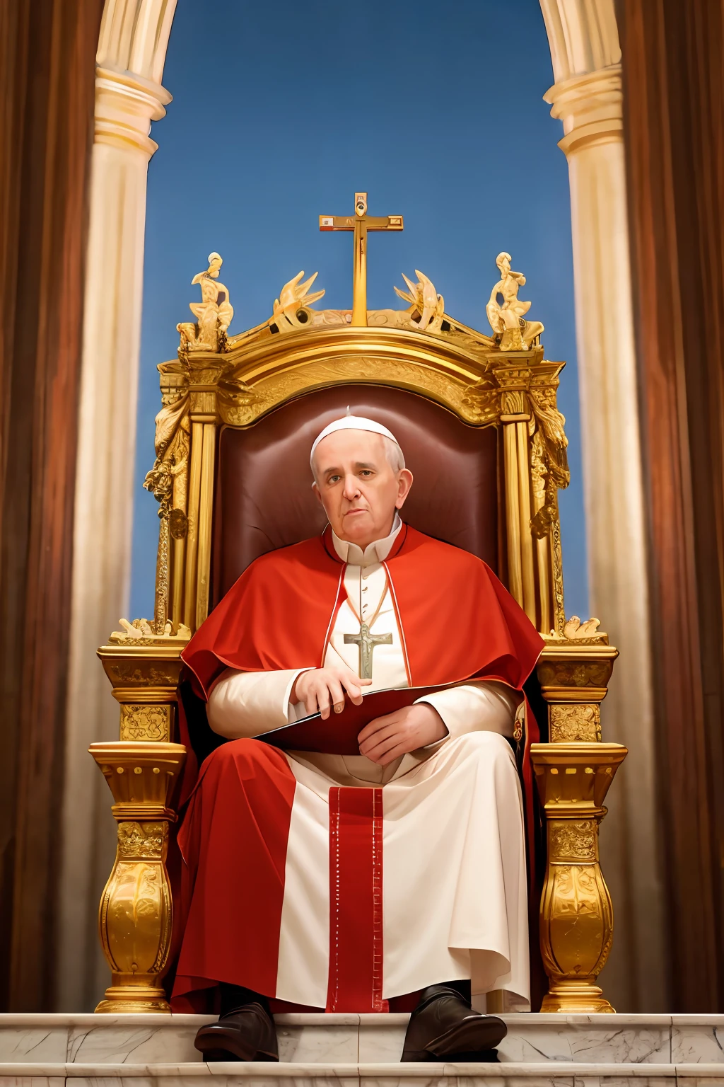 pope, Seated on the Throne, Background of the cathedral