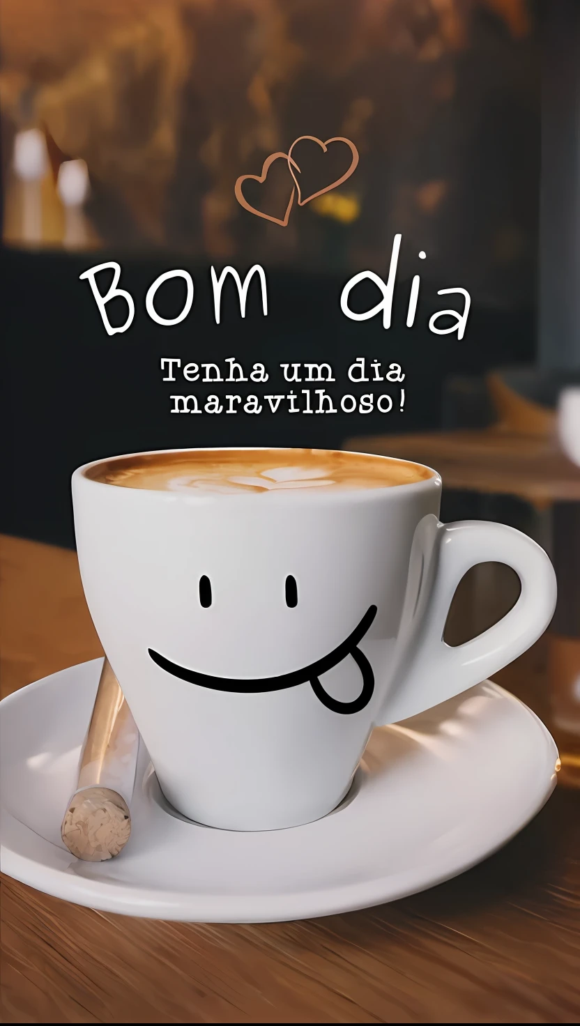 There's a cup of coffee with a smiling face, by Rodolfo Amoedo, Directed by: Nandor Soldier, desenho, 🔞🤡, 3945074687, by Maria Helena Vieira da Silva, Bom dia, mateus 9 5, hahaha!', exploitable image, ☕ em cima da mesa
