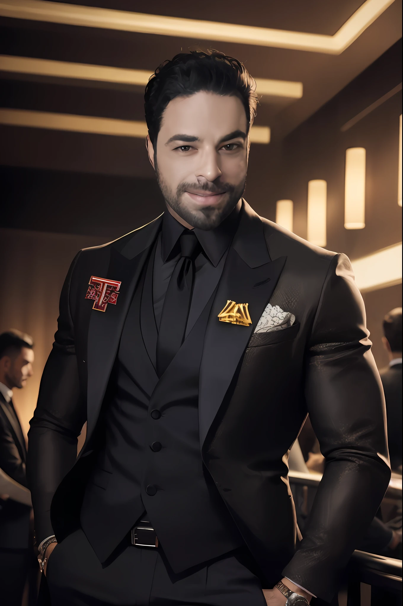 arafed man in a suit and tie standing in a room, homem no terno preto, promotional render, terno de alta qualidade, retrato promocional, vestindo terno preto, epic and elegant portrait, em um terno preto, terno preto luxuoso, CEO, he is wearing a suit, em seu terno, 3-piece-suit, estilo esportivo profissional, terno intrincado, em terno estrito