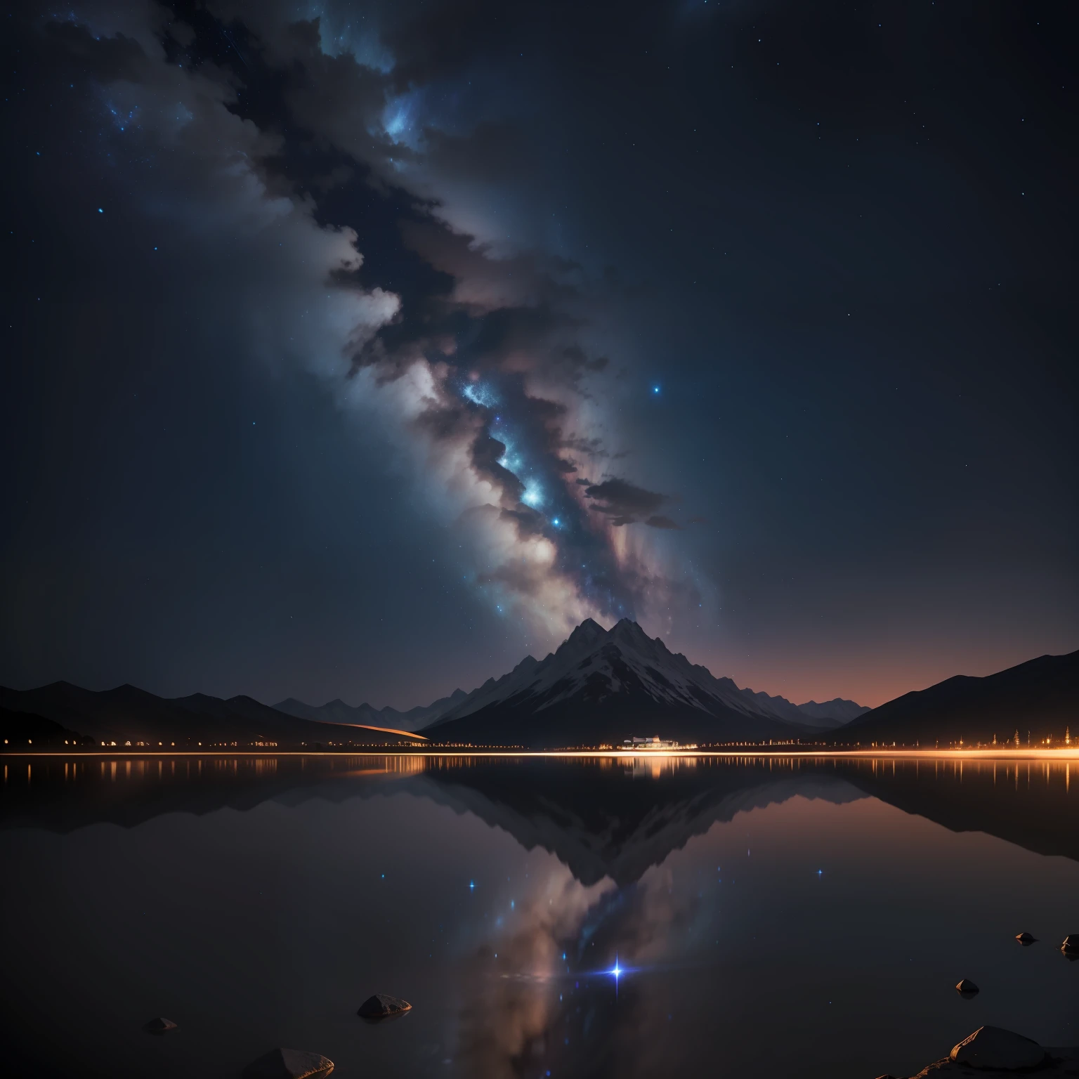 Mohe ,Skysky,extreme light,starrysky,Photorealsitic,Best quality at best,tmasterpiece,There is a lake