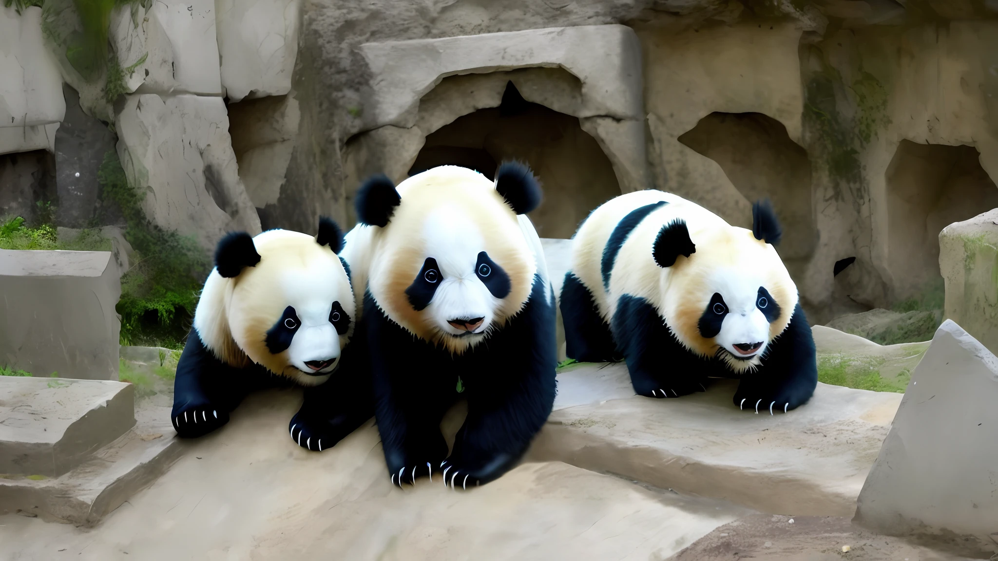 Panda and ancient construction