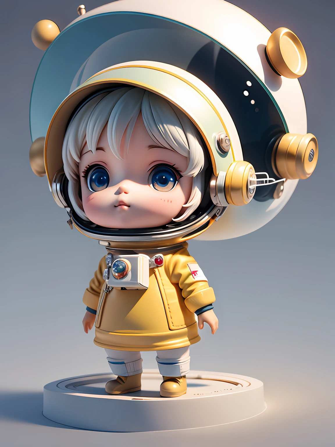 There is a little doll with helmet and helmet, cute 3d rendering, little astronaut looking up, portrait anime space cadet boy, cute 3d anime boy rendering, cute detailed digital art, male explorer mini cute boy, 3d rendering stylized, 3d rendered character art 8k, cute digital painting, anime style 3d, super detailed rendering