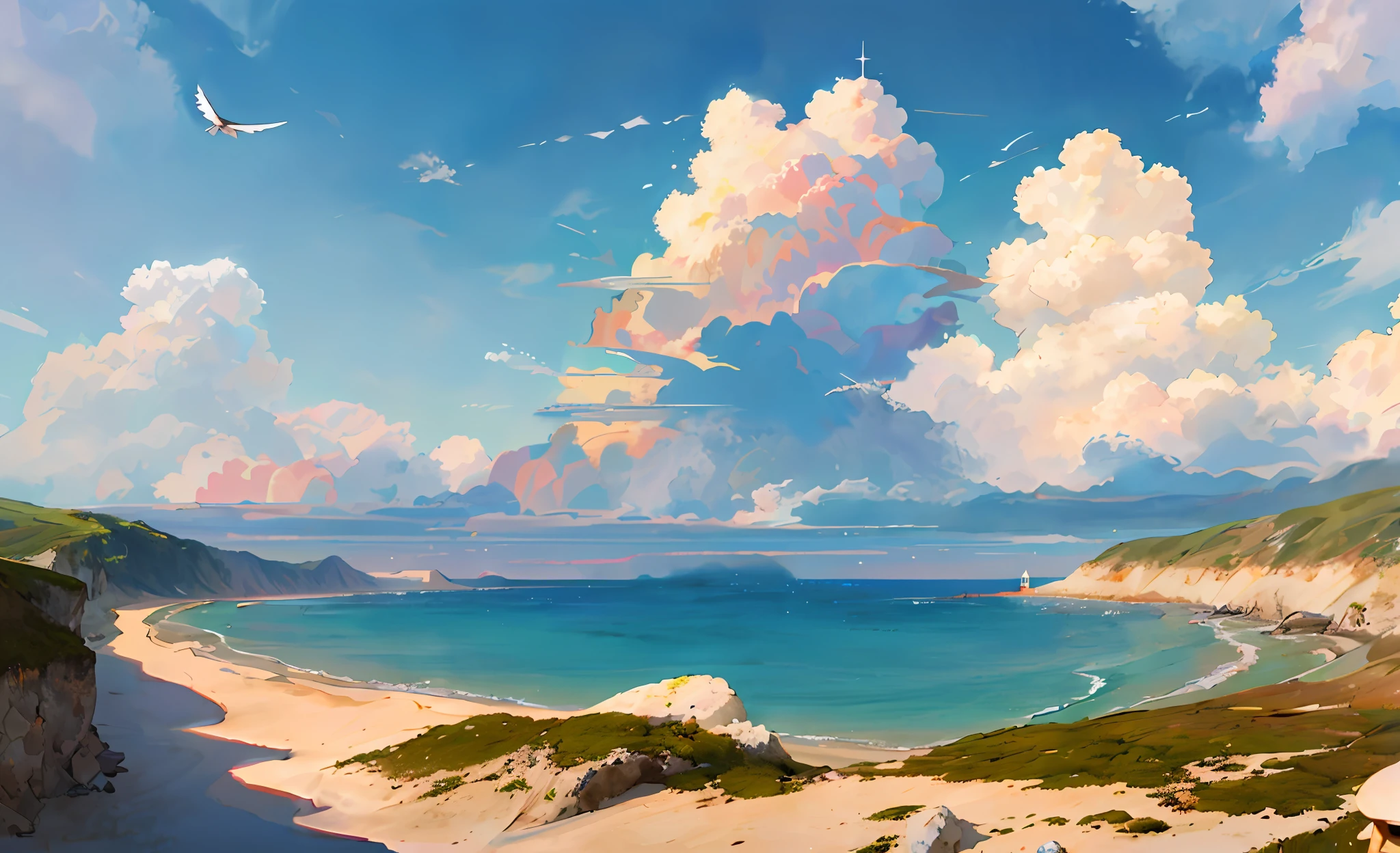 Large clouds,sea level,Open access to the sea
