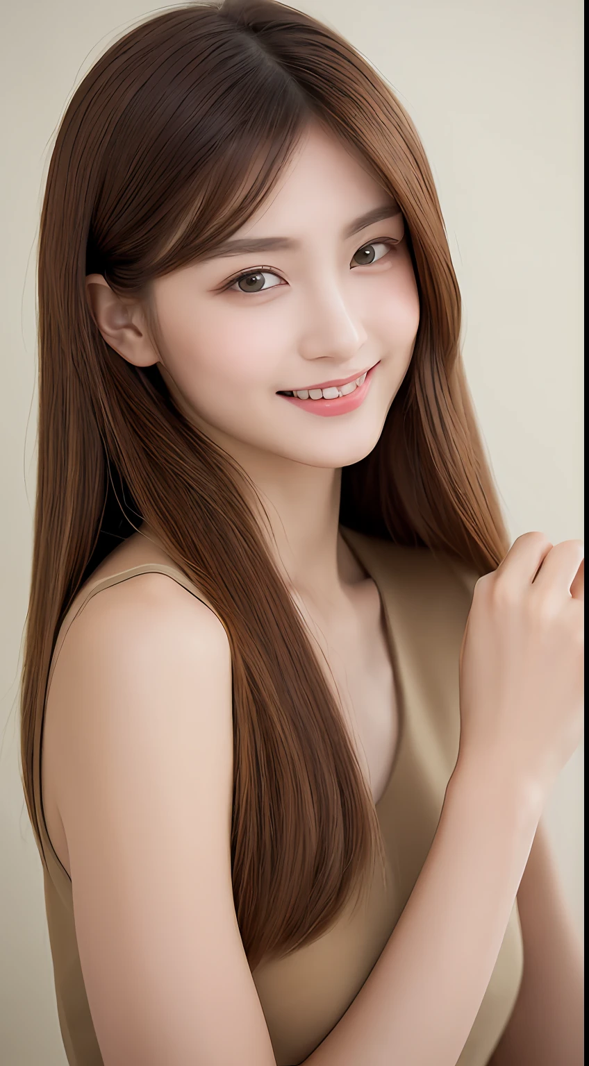 ((Best Quality, 8K, Masterpiece: 1.3)), 1 Girl, Slim Abs Beauty: 1.3, (Hairstyle Brown Hair Shortcut, Big: 1.2), Dress: 1.1, Super Slender Face, Delicate Eyes, Double Eyelids, Smile, Home, Raw Photo