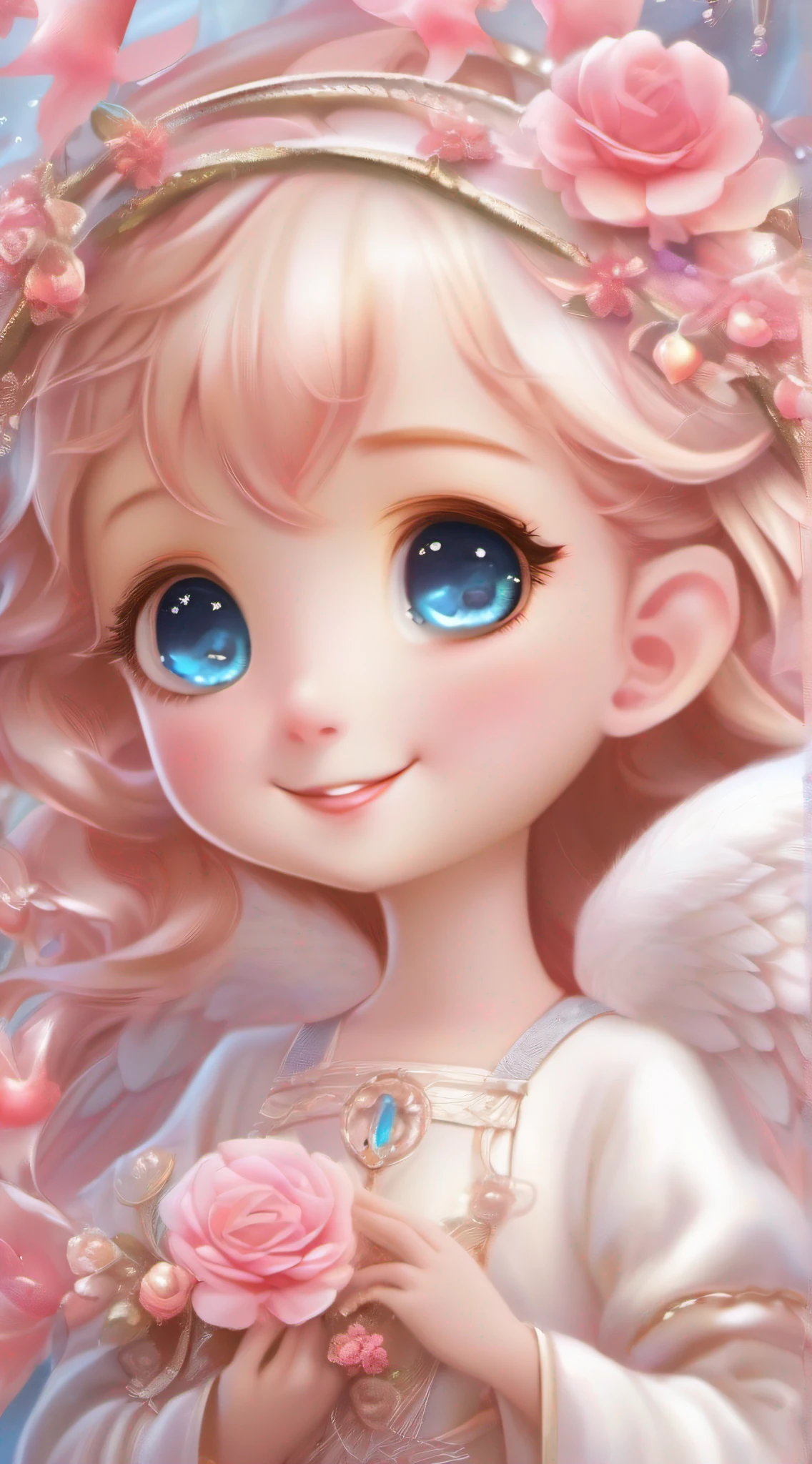 Cute Angel、Cute smile、Rosa、shimmer、Beautiful eyes、stele、Happy smile、joy、A delightful、optic、shimmer、glad、kawaii art