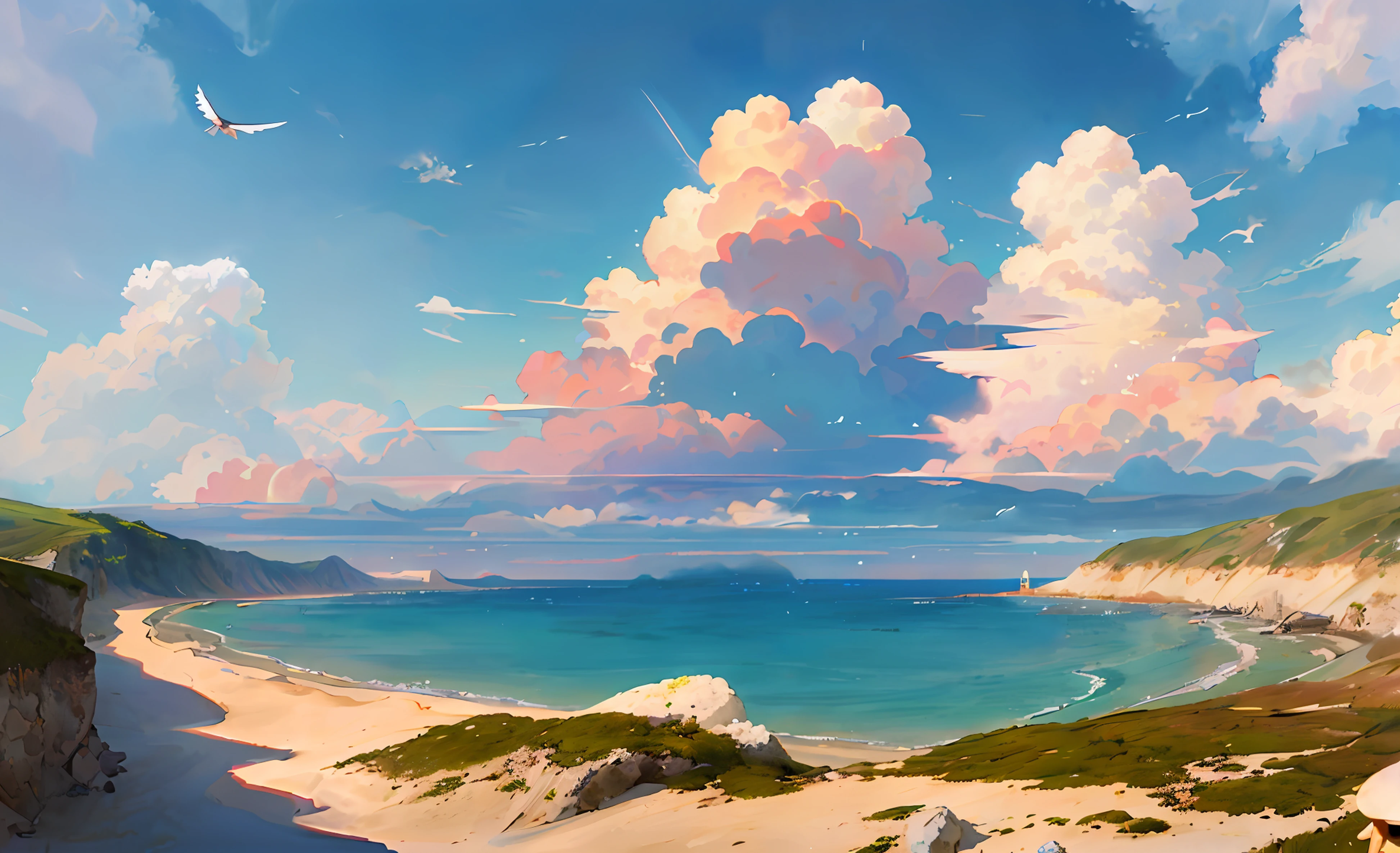 Large expanses of clouds,Cascade,realisticlying,Real Scene,with blue sky and white clouds,Faraway view,Blue sky,baiyun