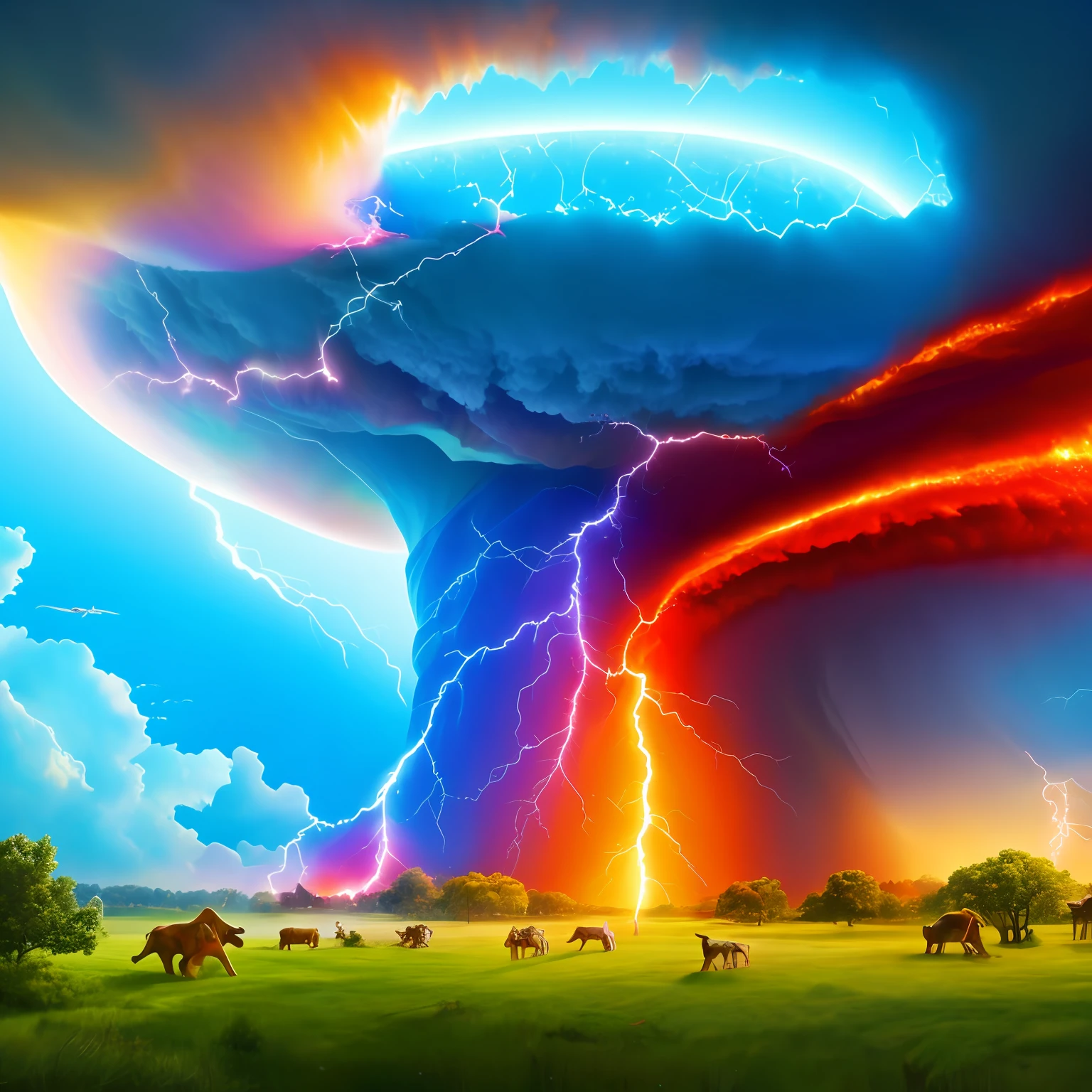 Noah’s Ark, Tornado warning, chaos, Noah’s ark, gods wrath, concept art, 4k