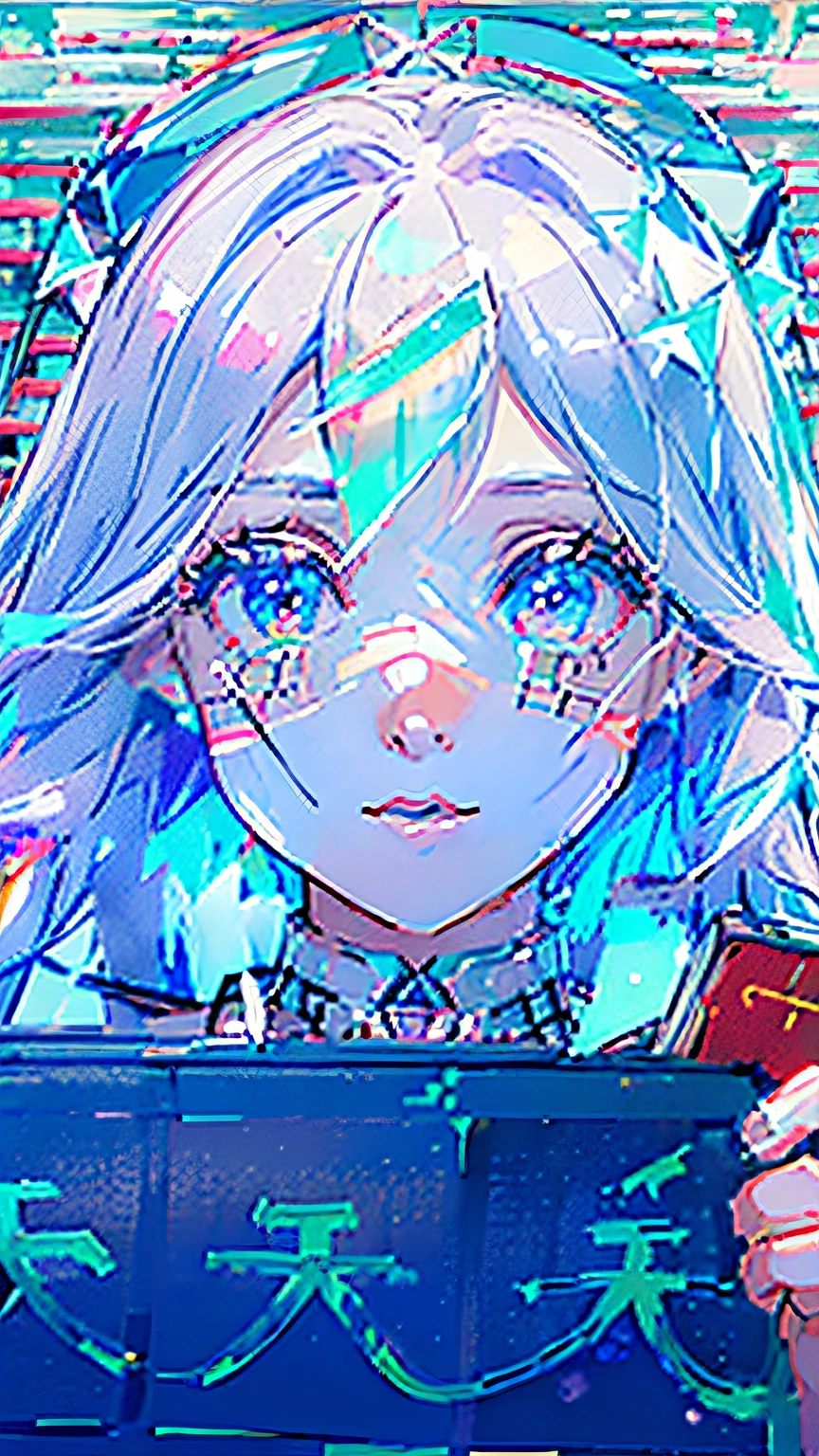 (Highest picture quality),(Master's decoration), (((1girll)))Solo,Long white hair,Blue eyes, (no smile),Best quality,finedetail,Masterpiece, (Magic Book:1.4),(Ultra-detailed),(Detailed eye description:1.2),(Floating colorful wind:1.4),(Tarot border:1.4),(Close-up:1.2),(Looks to the side:1.3),(chaotic geometric images:1.3),(nagative space:0.8),(Drawing board:1.3),(Huge crystal ball and stars behind :1.5),(ether colorful ink flowing:1.3),((Library book sprite background:1.8)),big top sleeves, ((frilld)), Hair_decorations,blueribbon, neck bowtie, macarons, (((Middle breast))),(White pleated skirt:1.2), ((Sharp focus)), ((Masterpiece)), (((Best quality))), ((Extreme tail)), Colorful, hdr, White hair,((Magus)),(Upper body:1.5),(Face the audience:1.5)