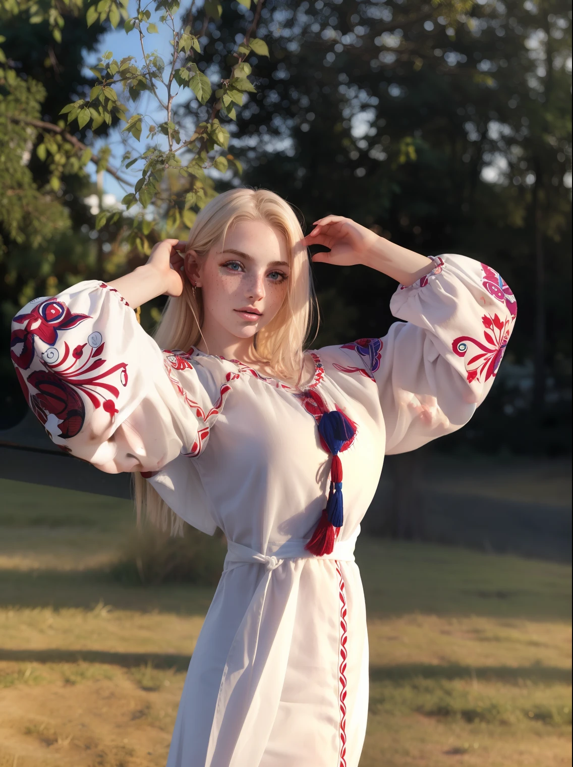 Rosto de uma mulher, americana, 20 anos, pale skin and freckles, olhos cinzas, nariz delicado, soft and delicate lips, cabelo blondie cinza longo e ondulado, ultrarrealista HD fotorrealista altamente renderizado sorriso lindo