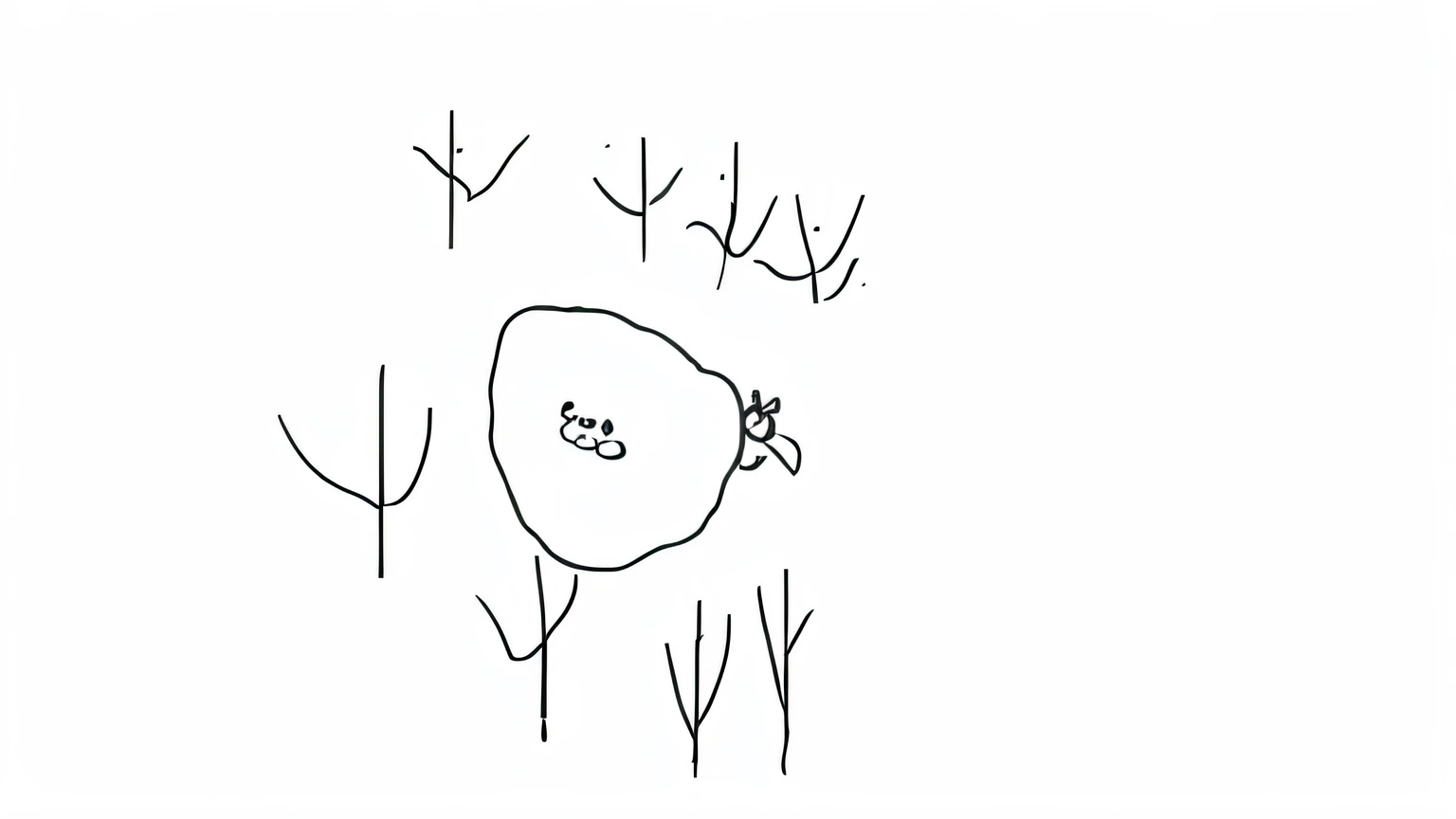 Draw a bear with a flower in its mouth, some trees in the background, drawn in microsoft paint, badly drawn, badly drawn, the trees are angry, Trees in the background, trees in background, green trees!!, ms paint drawing, sketch of a lucid dream, com arvores, ((green trees)), of the tree, stickfigure, drawn with photoshop