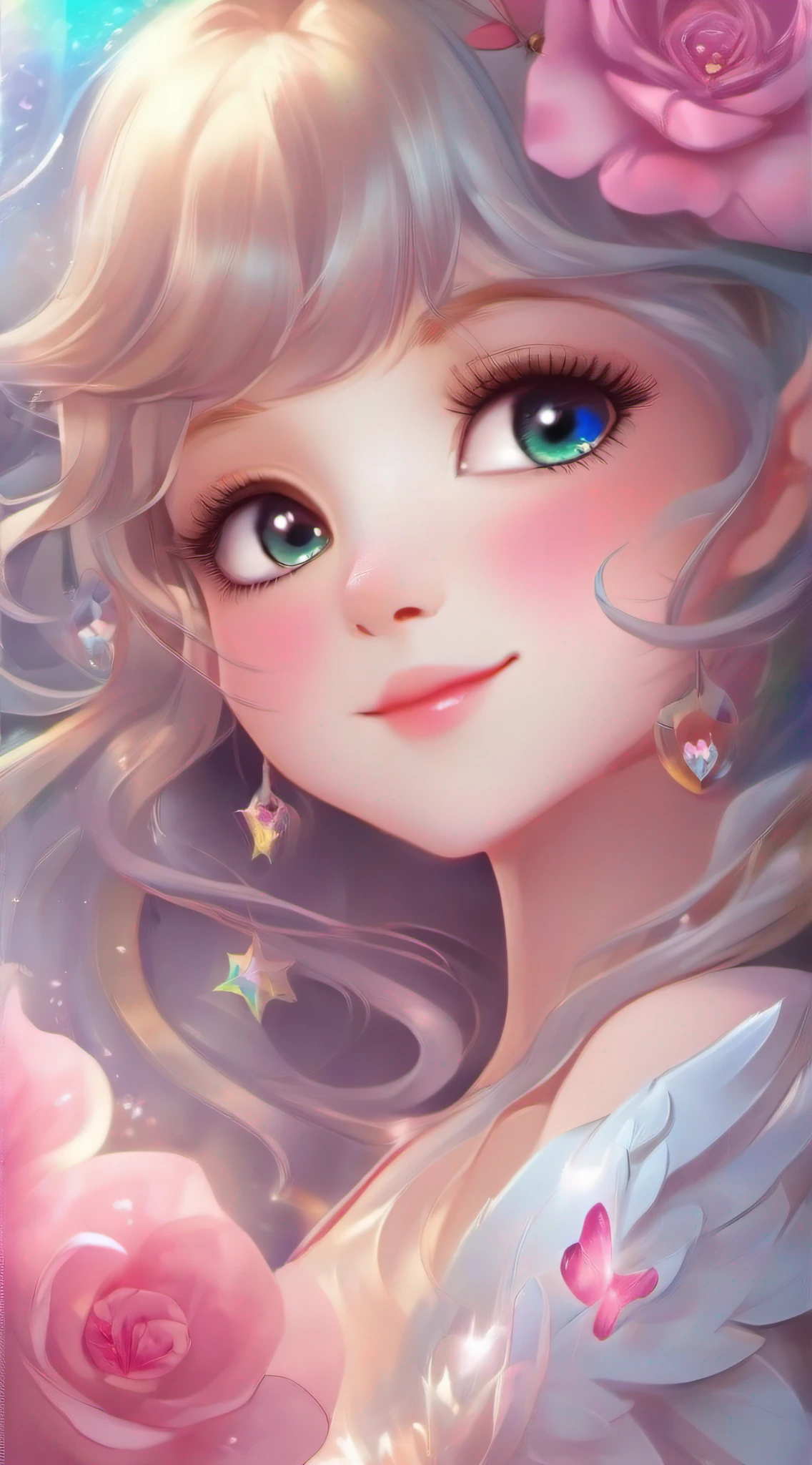 Cute Angel、Cute smile、Rosa、shimmer、Beautiful eyes、stele、Happy smile、Joy、A delightful、optic、shimmer、glad、kawaii art、optic