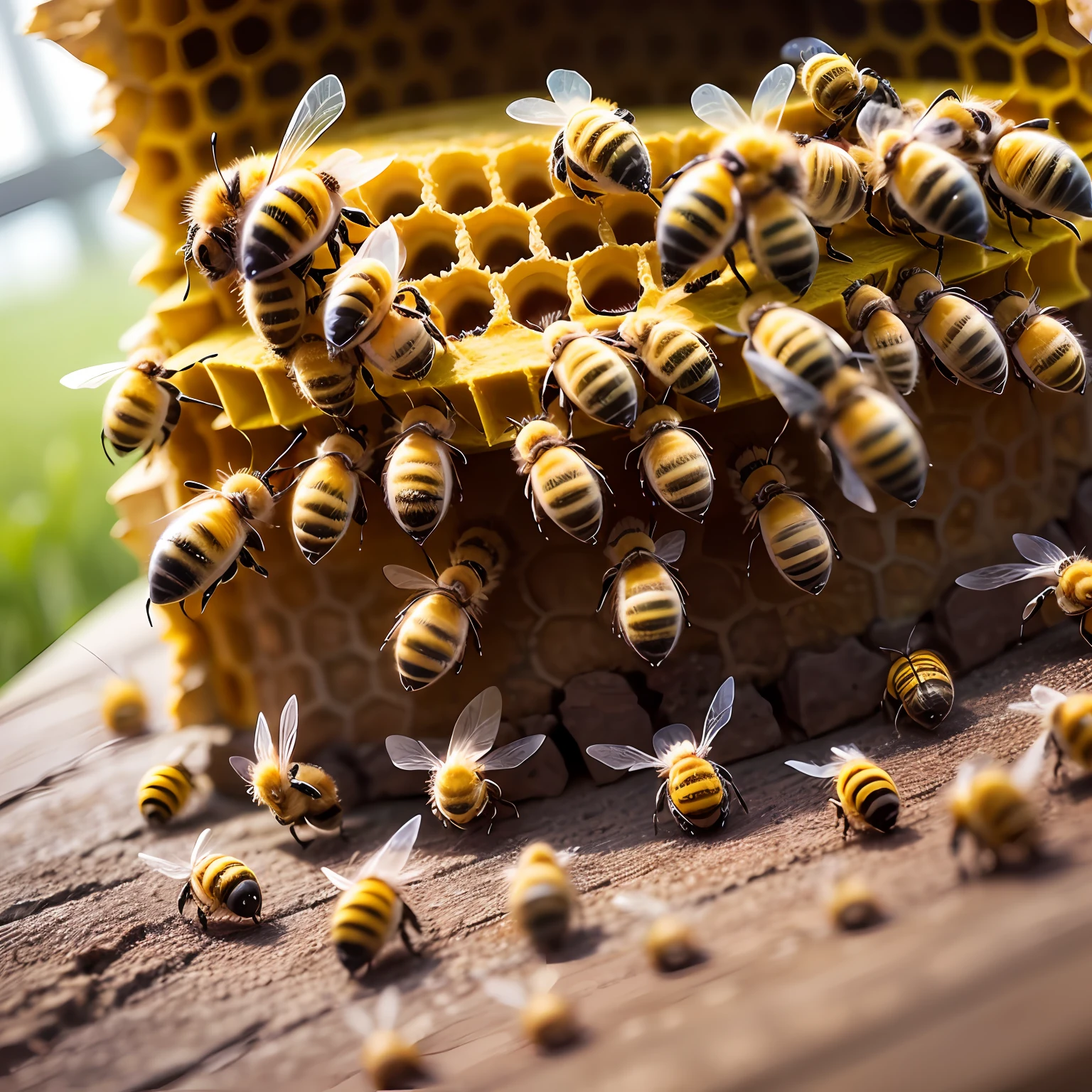 Bees fill beehive each segment with different colors --auto --s2