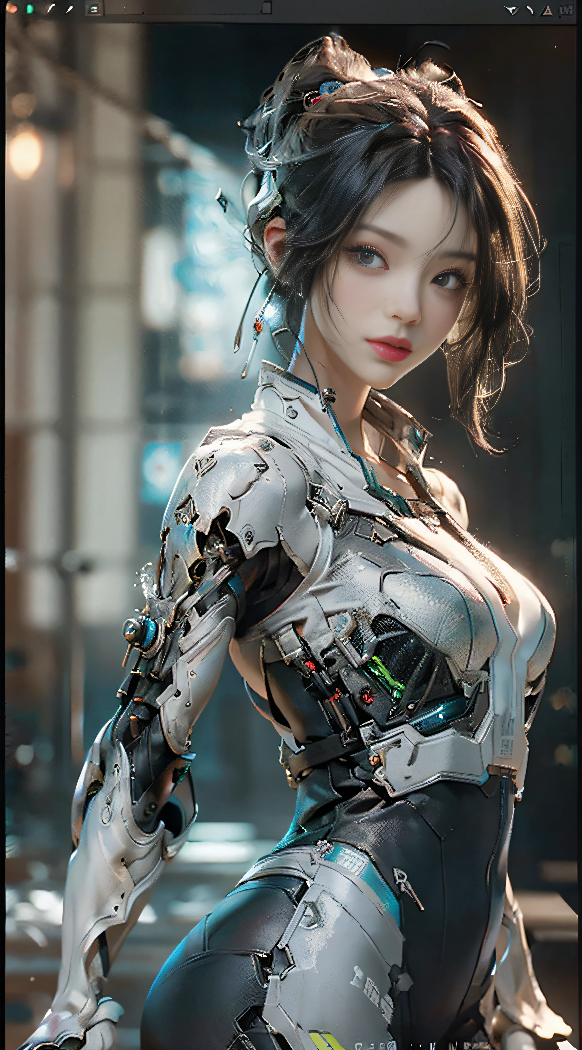 ((Best Quality)), ((Masterpiece)), (Detail: 1.4), 3D, A Beautiful Cyberpunk Woman, HDR (High Dynamic Range), Ray Tracing, NVIDIA RTX, Super-Resolution, Unreal 5, Subsurface Scattering, PBR Textures, Post-Processing, Anisotropic Filtering, Depth of Field, Maximum Clarity and Sharpness, Multi-layer Textures, Albedo and Highlight Maps, Surface Shading, Accurate simulation of light-material interactions, perfect proportions, Octane Render, two-color light, large aperture, low ISO, white balance, rule of thirds, 8K RAW,