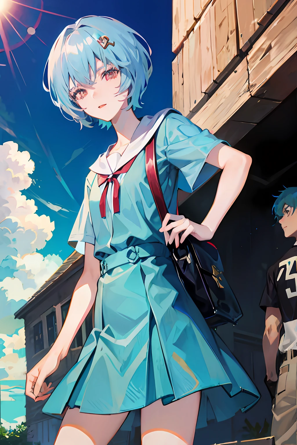 Short blue hair anime