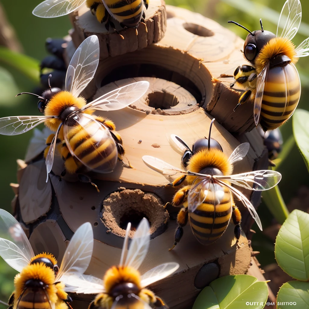 Bees fill beehive each segment with different colors --auto --s2